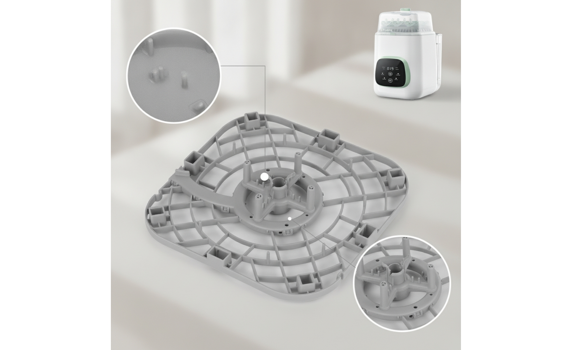 Bottle Washer Bottom Tray Plastic Replacement Bottom Tray Gray for Parents