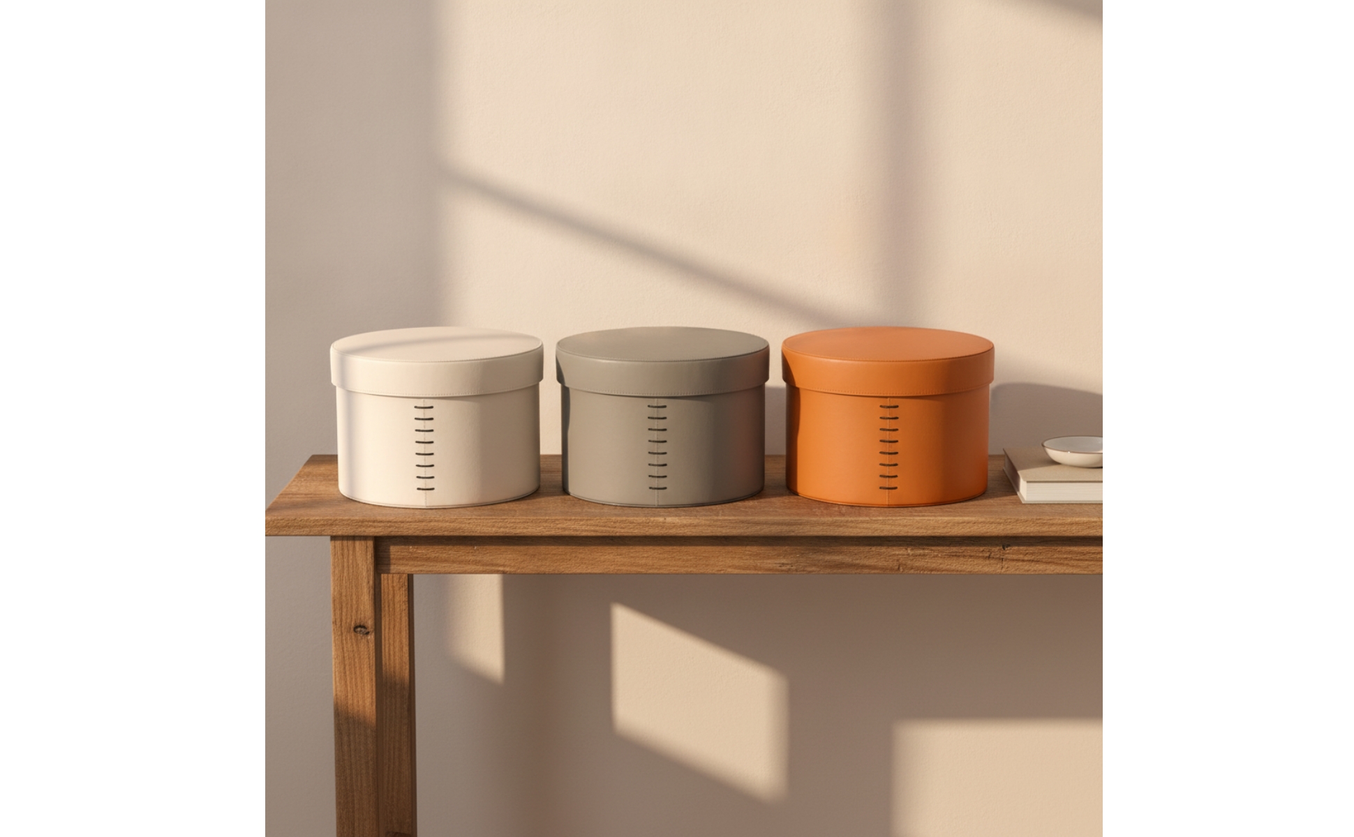 Cylindrical Storage Box Minimalist Round Box with Lid Structured for Bedroom