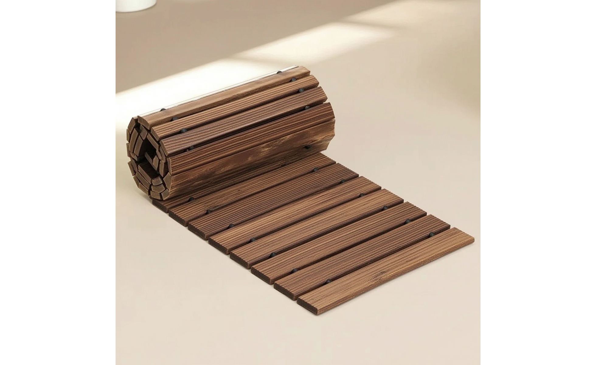 Roll-up Wooden Walkway Flexible Roll-out Garden Mat Portable for Backyard, Lawn