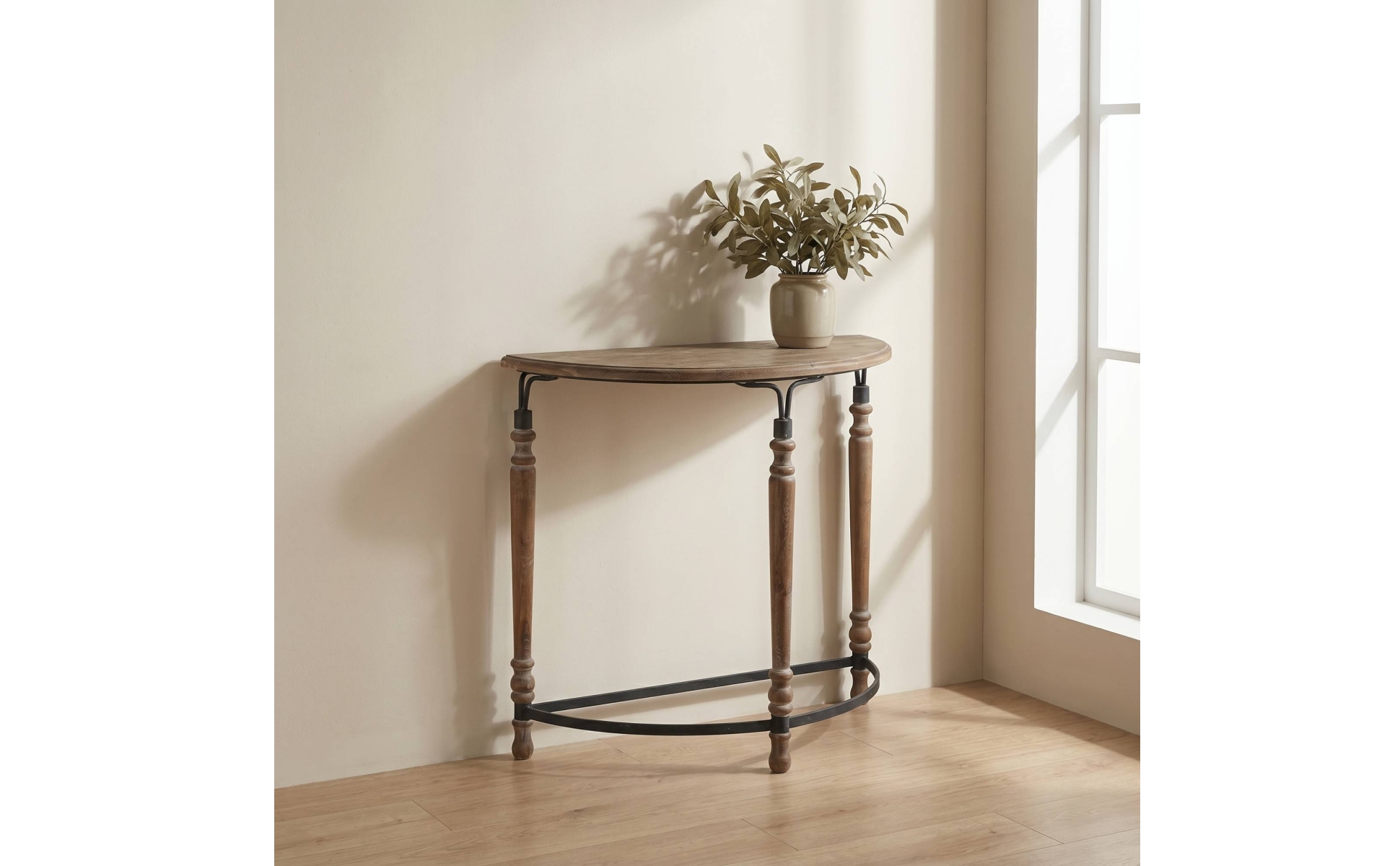 Half-Round Console Table Space-Saving Demilune Console Table Slim for Entryway