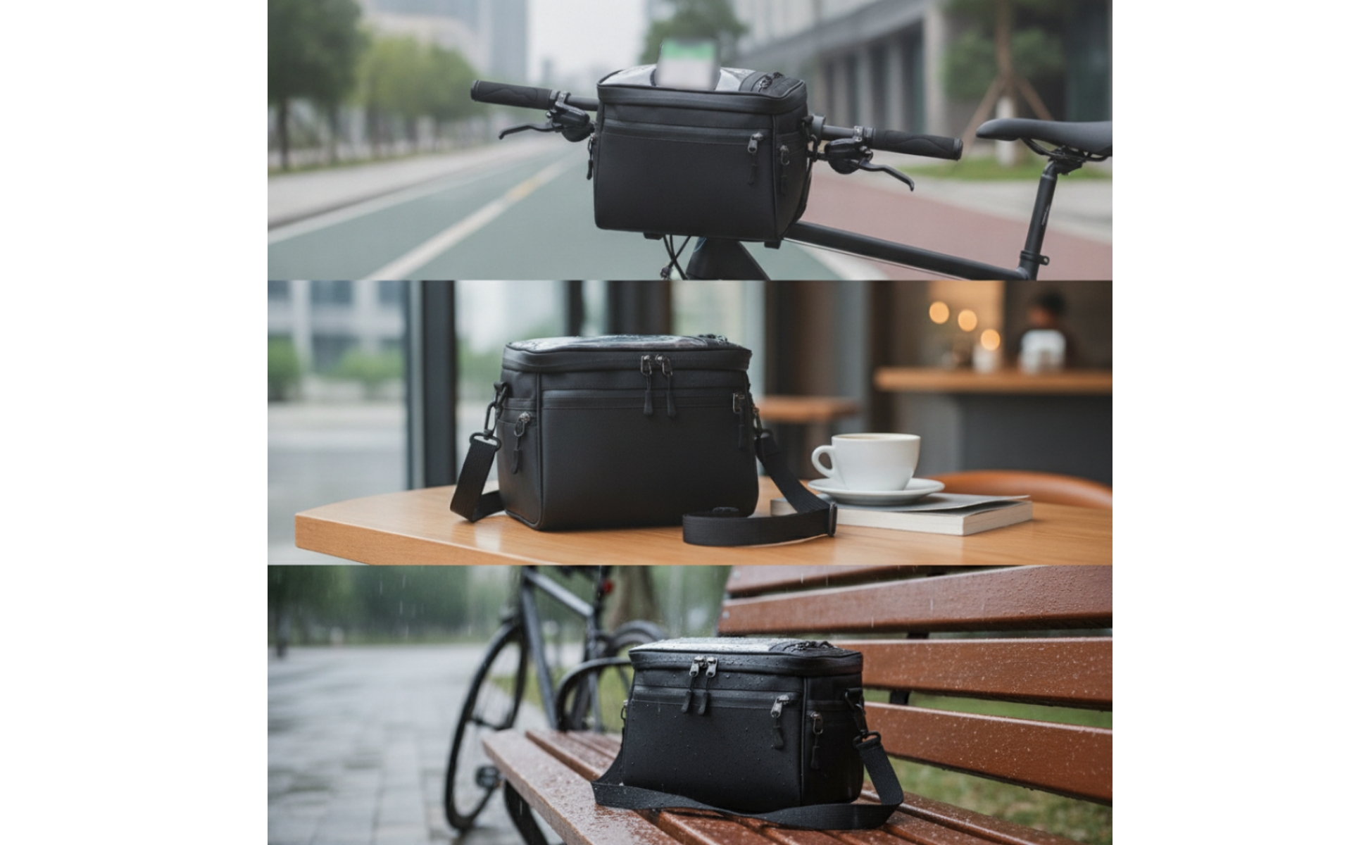 Bike Handlebar Bag with Shoulder Strap Touch Screen for Commuting, Commuters