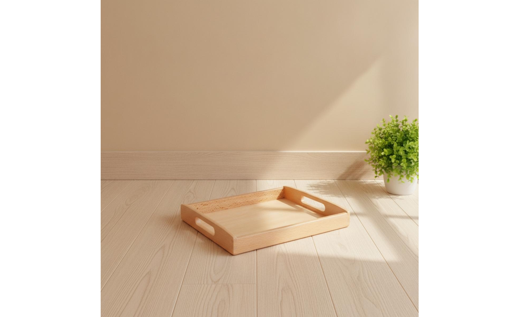 Educational Tray with Handles Rectangular Wooden Tray with Handles Natural Wood
