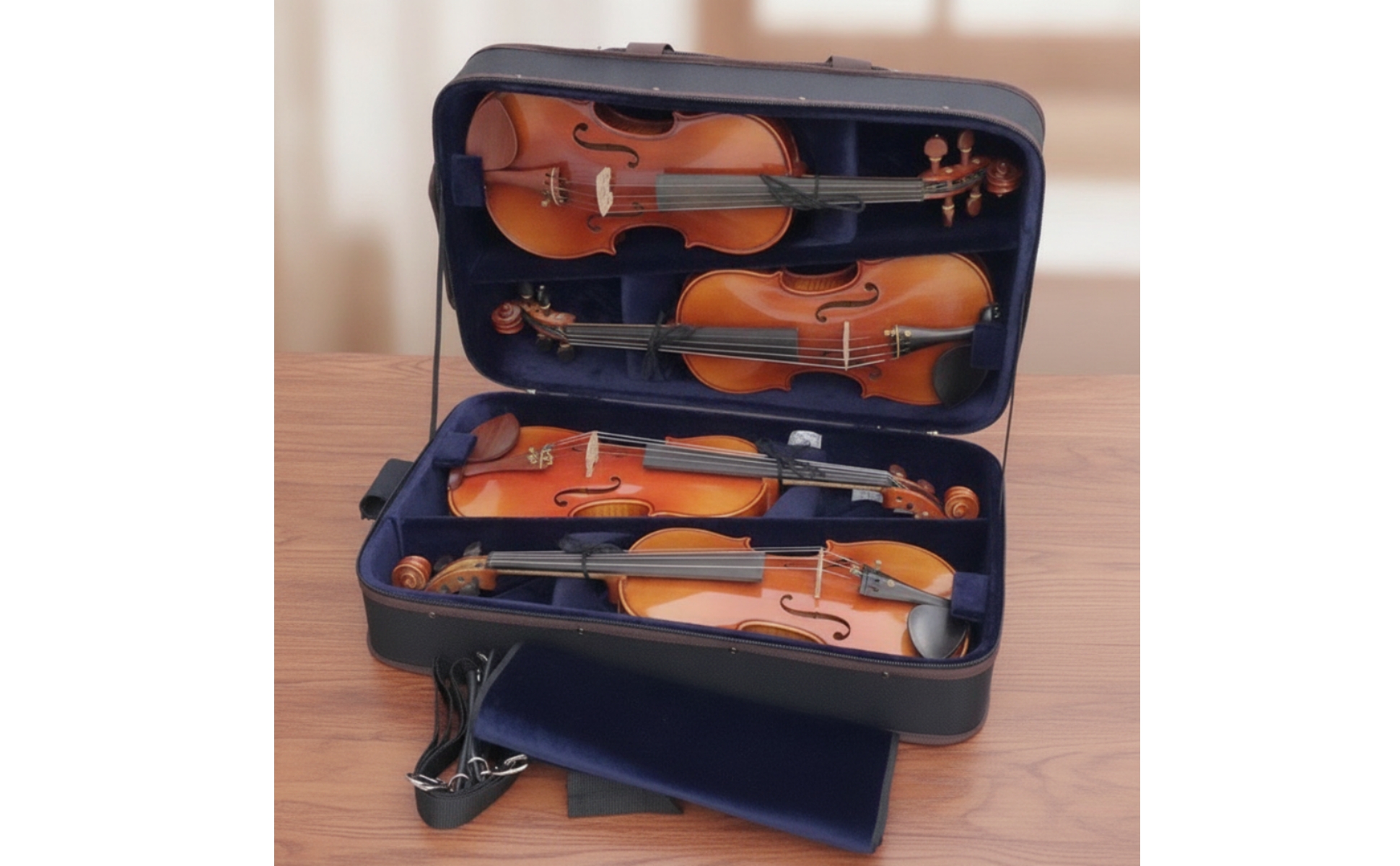 Four-Instrument Violin Case Hard-Shell Multiple Violin Case Rectangular