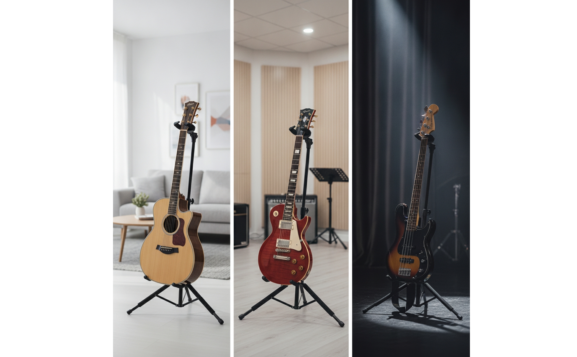 Tripod Guitar Stand Foldable Guitar Stand Adjustable for Studio, Stage, Students