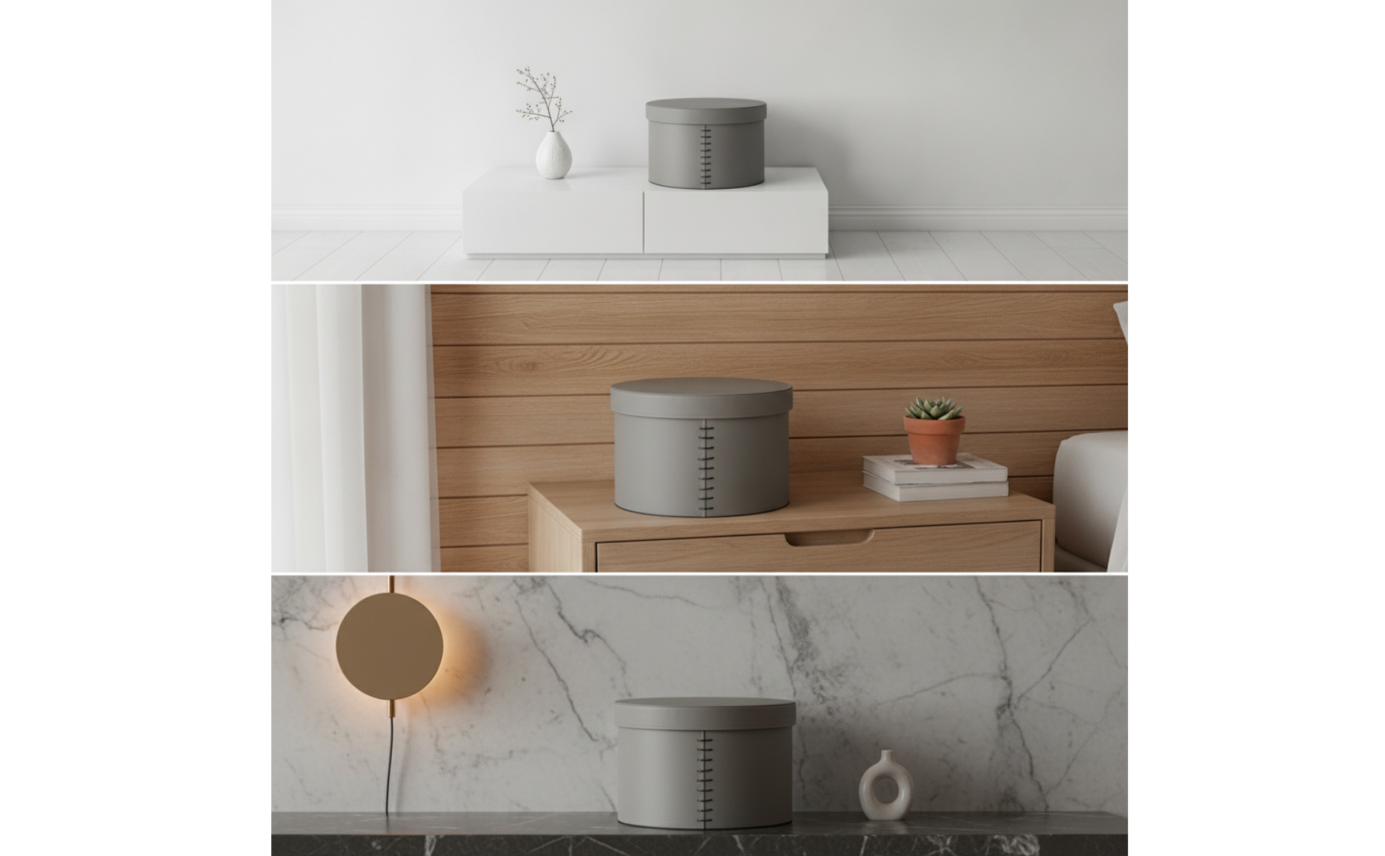 Cylindrical Storage Box Minimalist Round Box with Lid Structured for Bedroom