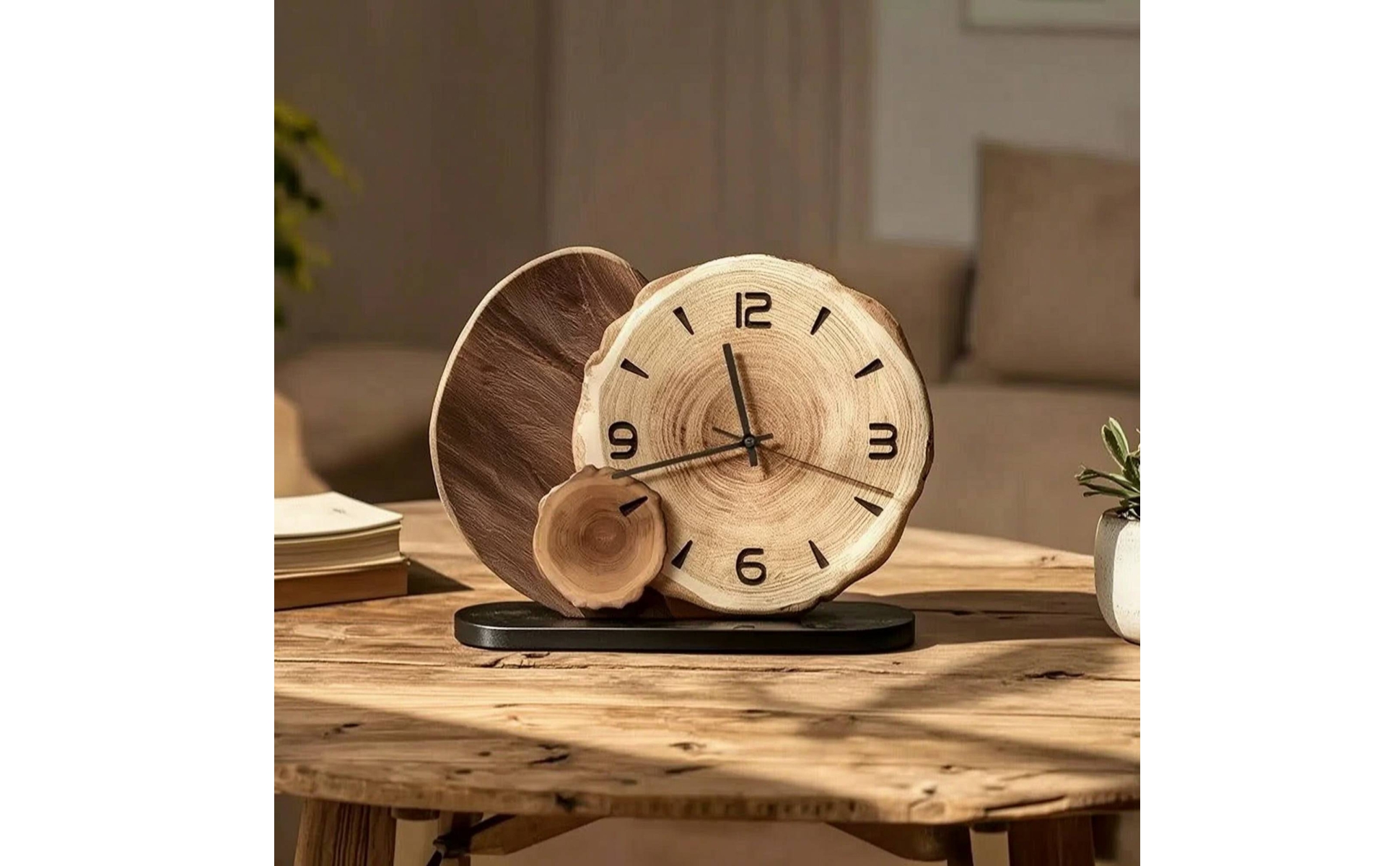 Analog Clock with Rectangular Base Easy-to-Read for Living Room, Bedside