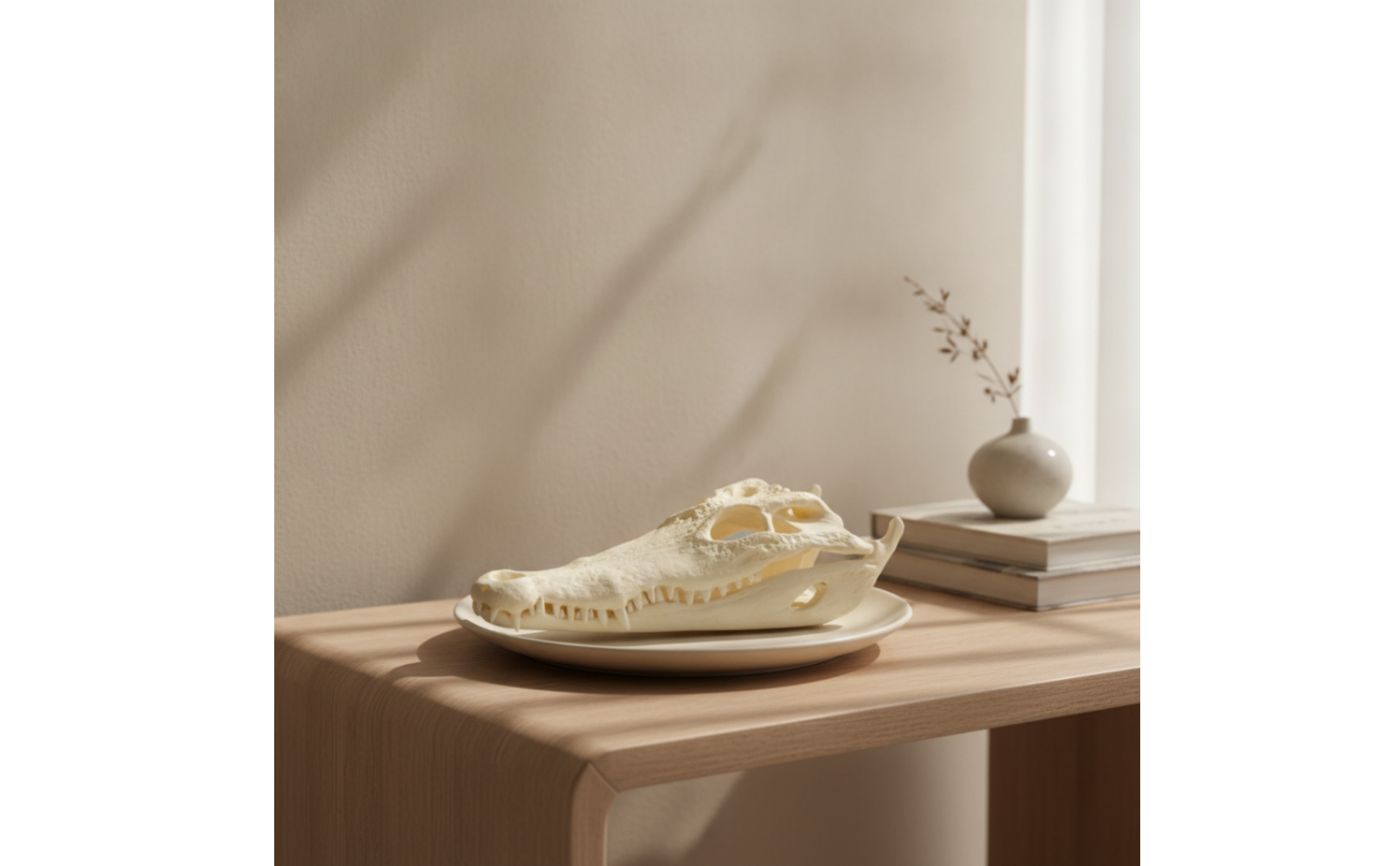 Skull Bone-Like Head with Open Jaw Realistic for Living Room