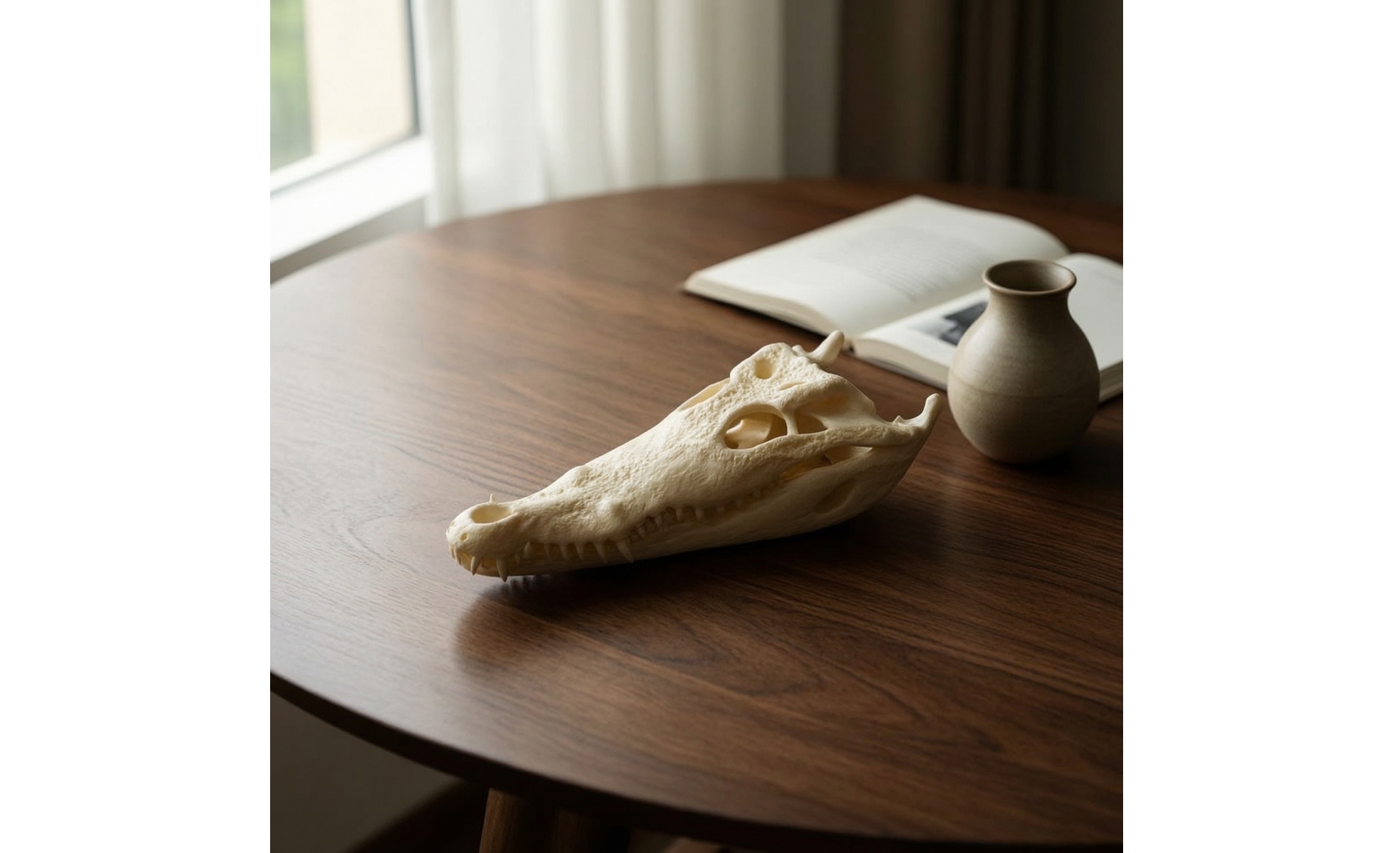 Skull Bone-Like Head with Open Jaw Realistic for Living Room