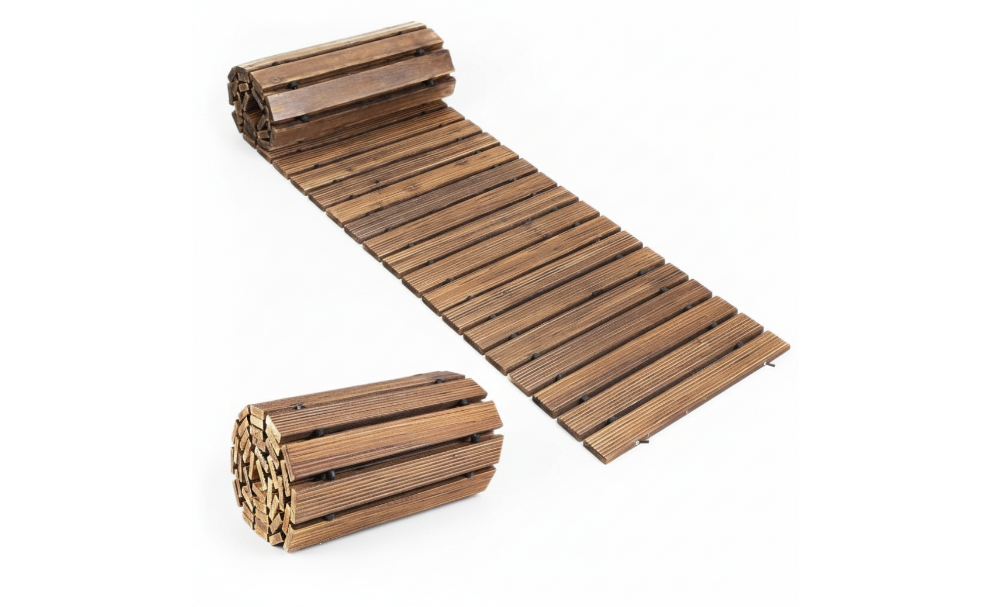 Roll-up Wooden Walkway Flexible Roll-out Garden Mat Portable for Backyard, Lawn