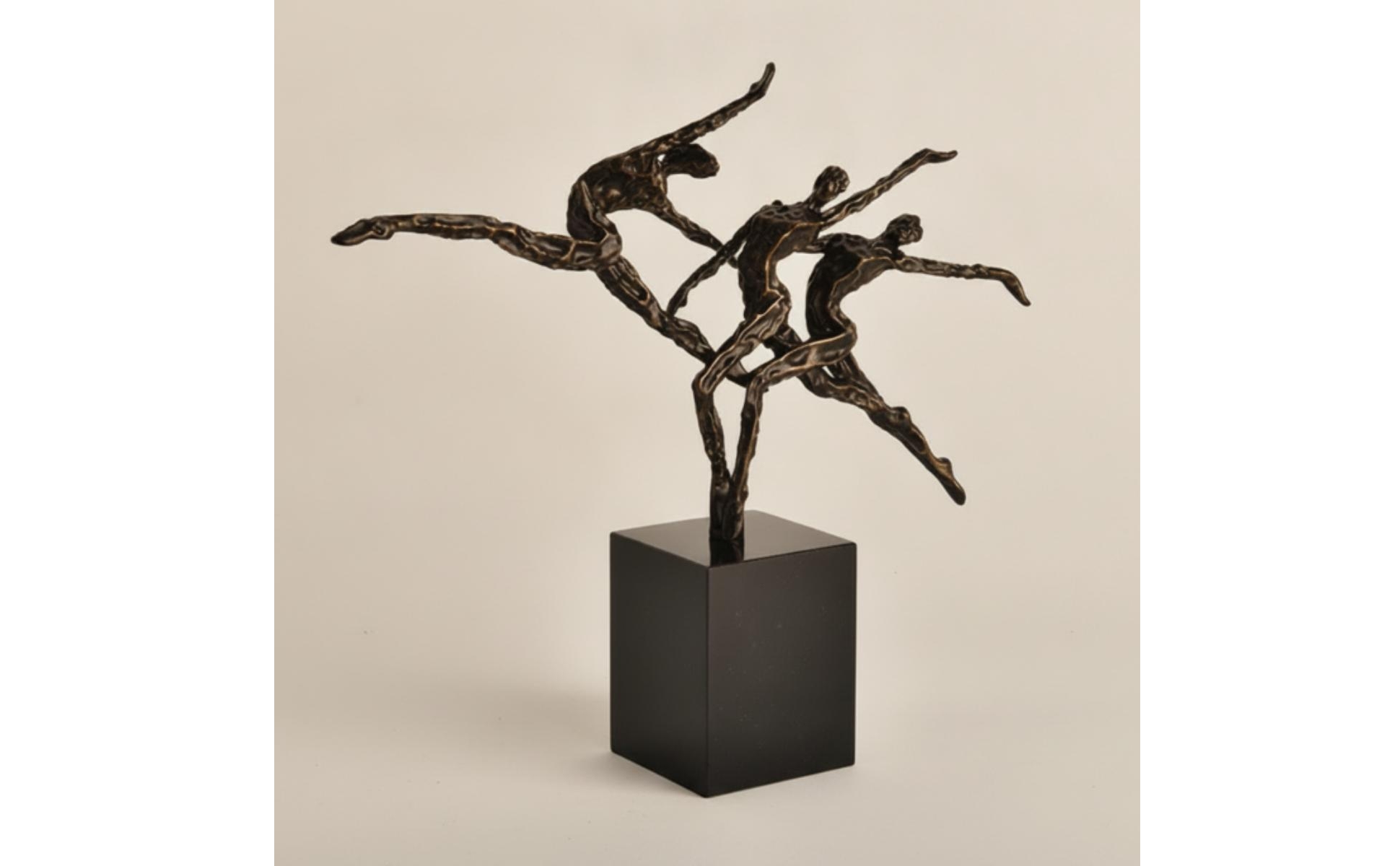 Dancer Sculpture with Marble Base Black and Gold Geometric Dancer Statue Modern
