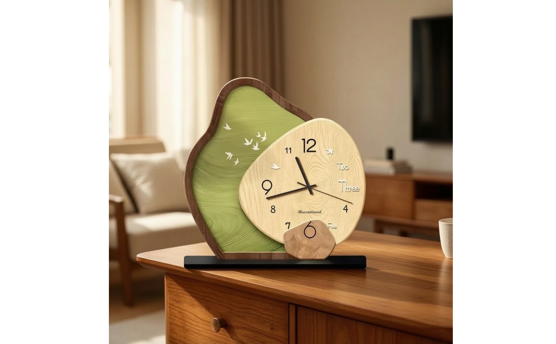 Analog Clock with Rectangular Base Easy-to-Read for Living Room, Bedside