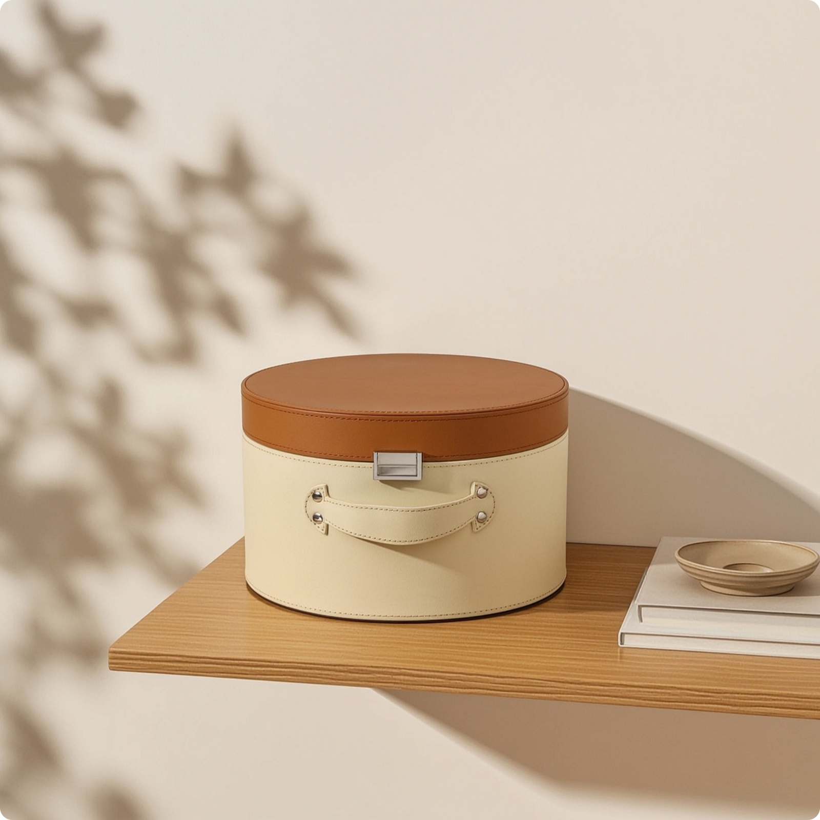 Round Storage Box with Lid Lidded Cylindrical Container with Lid for Bedroom