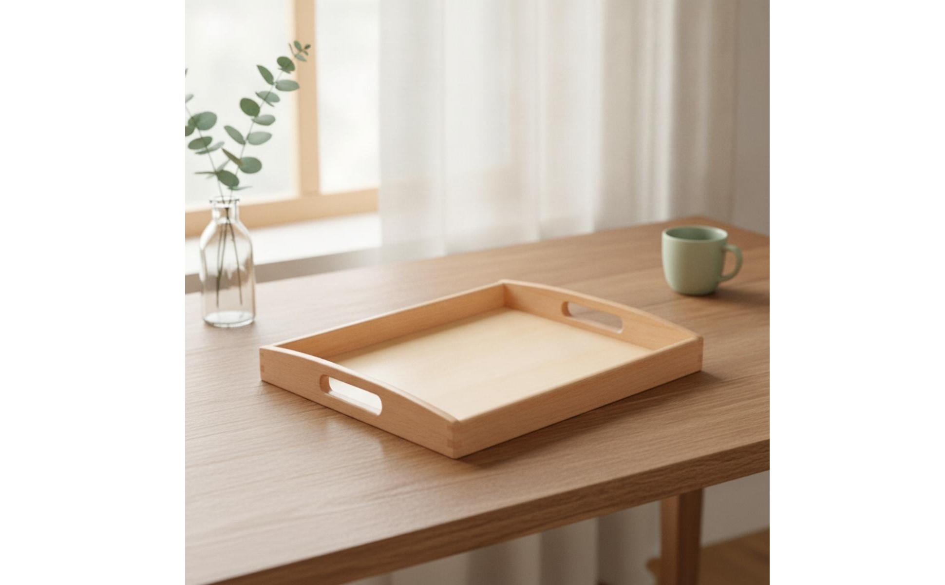 Educational Tray with Handles Rectangular Wooden Tray with Handles Natural Wood