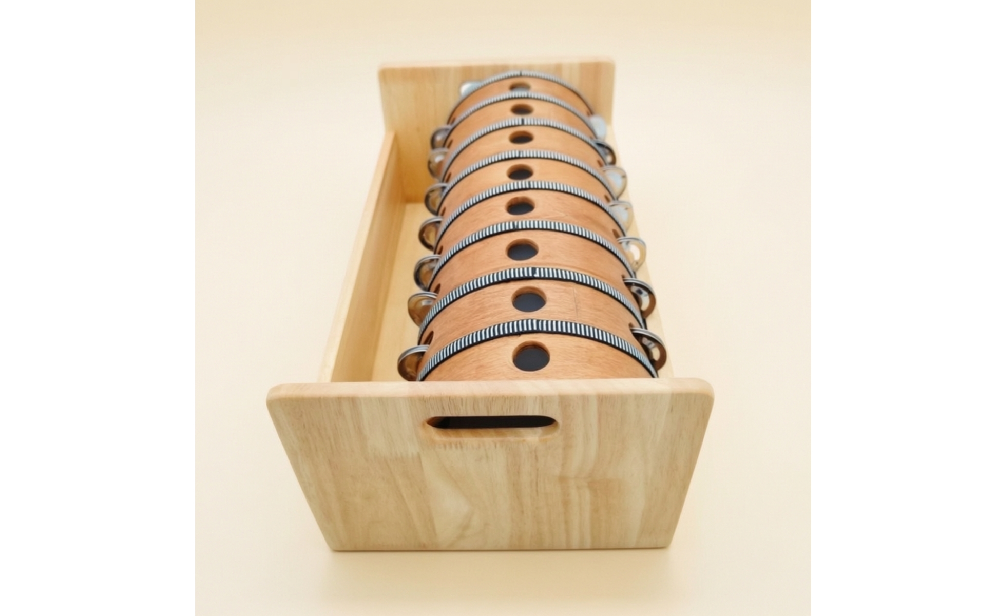 Tambourine with Storage Box Wooden Tambourine 6-Inch for Music Rehabilitation