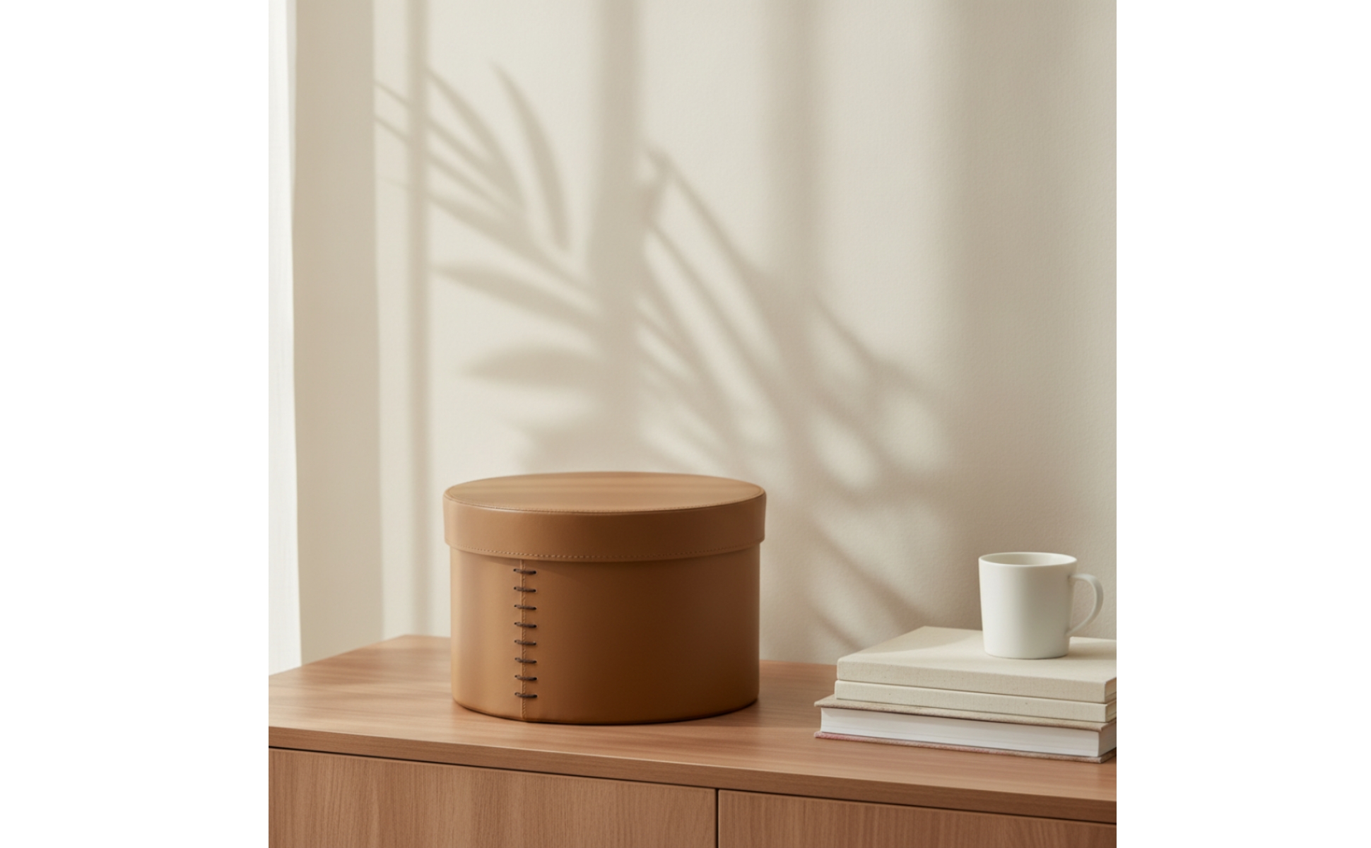 Cylindrical Storage Box Minimalist Round Box with Lid Structured for Bedroom