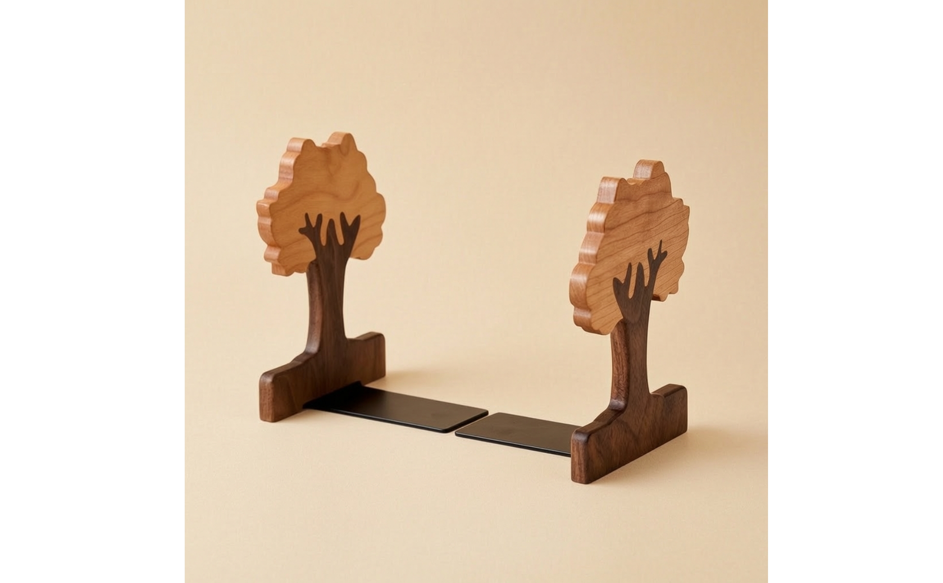 Bookends with Sliding Plates Adjustable Tree Bookends Freestanding for Bookshelf