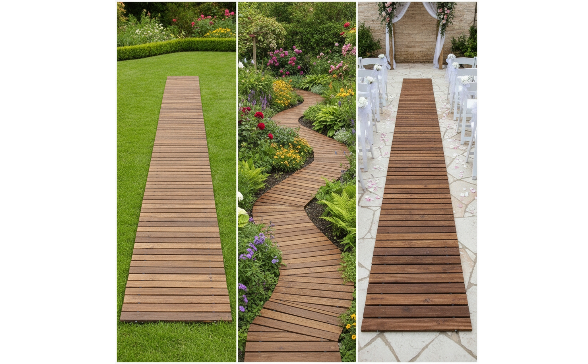 Roll-up Wooden Walkway Flexible Roll-out Garden Mat Portable for Backyard, Lawn