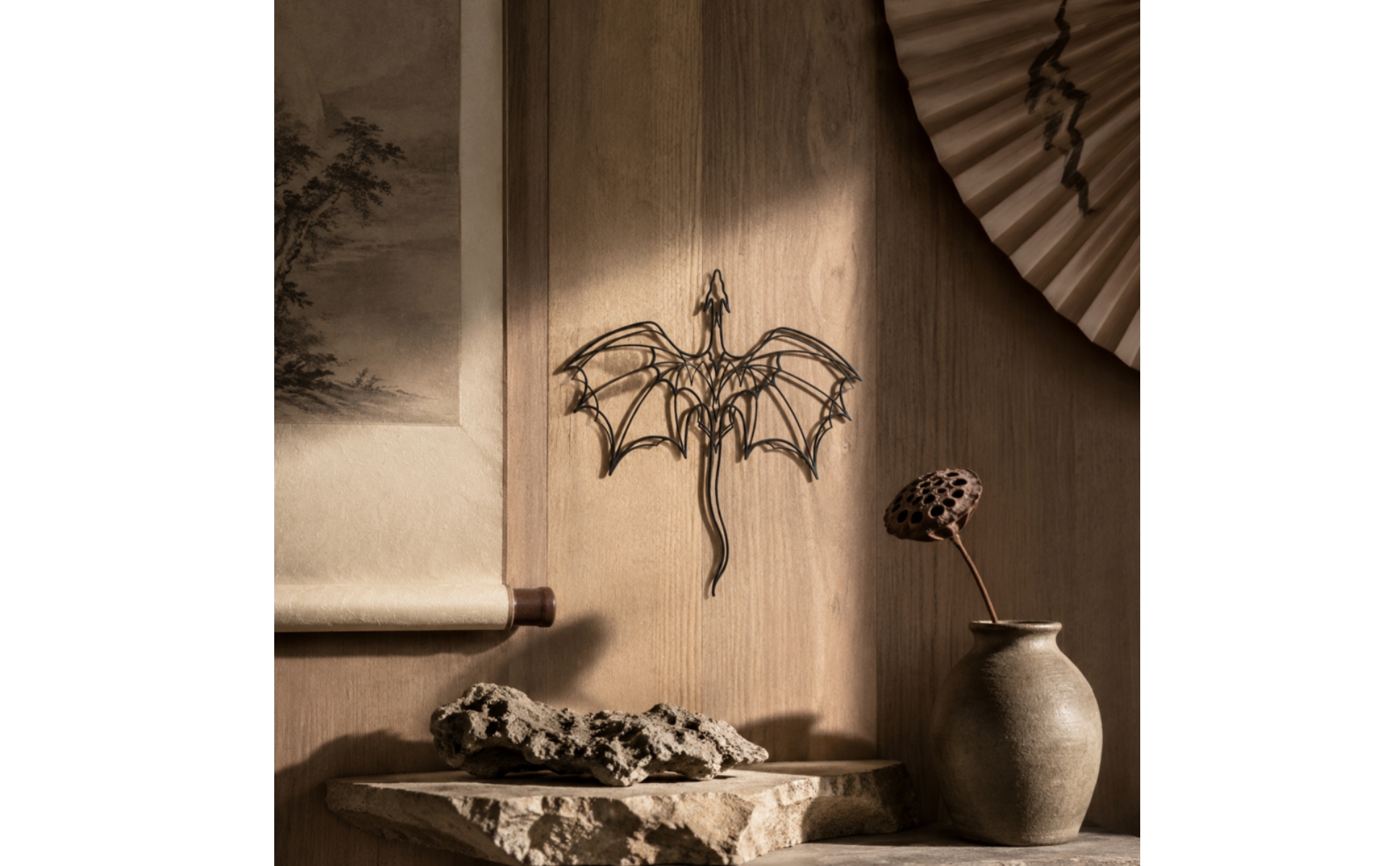 Drachen-Silhouette schwarz Drachen-Wanddeko Fantasy für Wohnzimmer, Schlafzimmer
