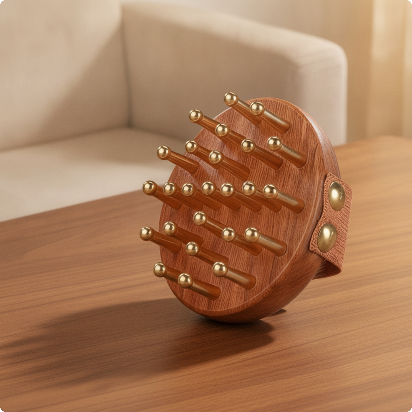 Meridian Massage Brush with Strap Ergonomic Wooden Meridian Brush Natural Wood