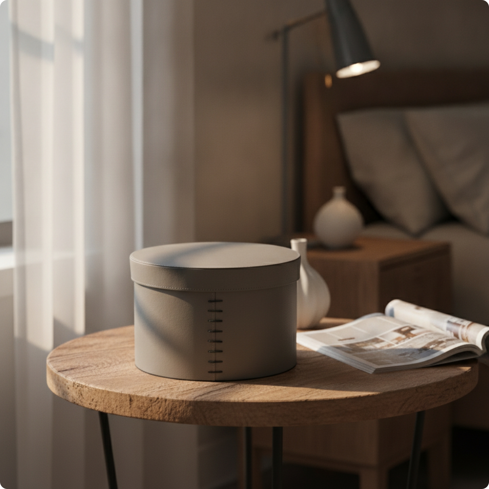 Cylindrical Storage Box Refined Organizer Boxes Elegant for Bedroom