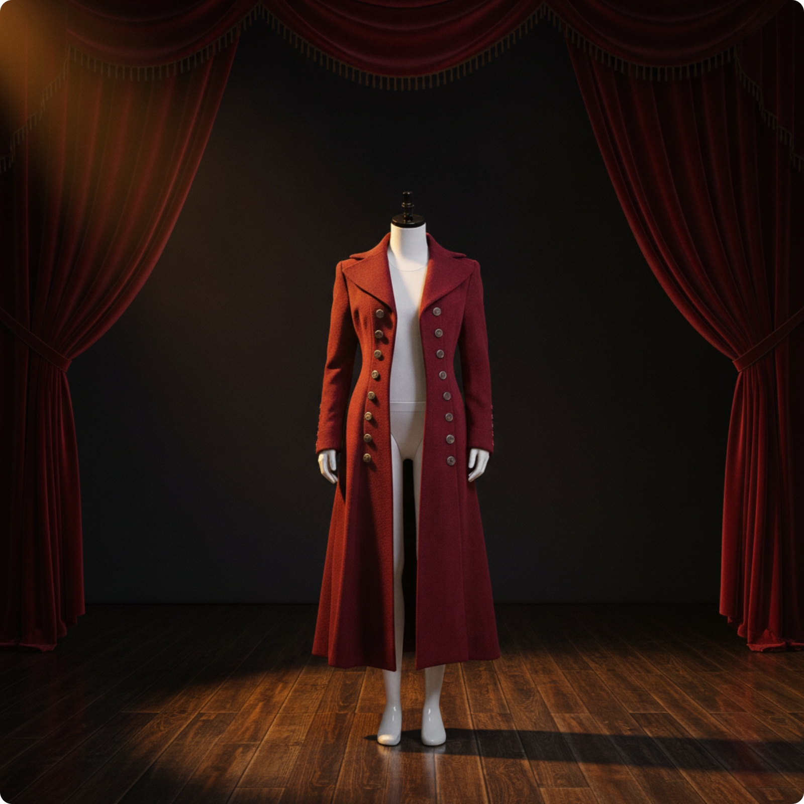 Zweireiher Mantel Longline Longcoat Retro für Cosplay, Damen