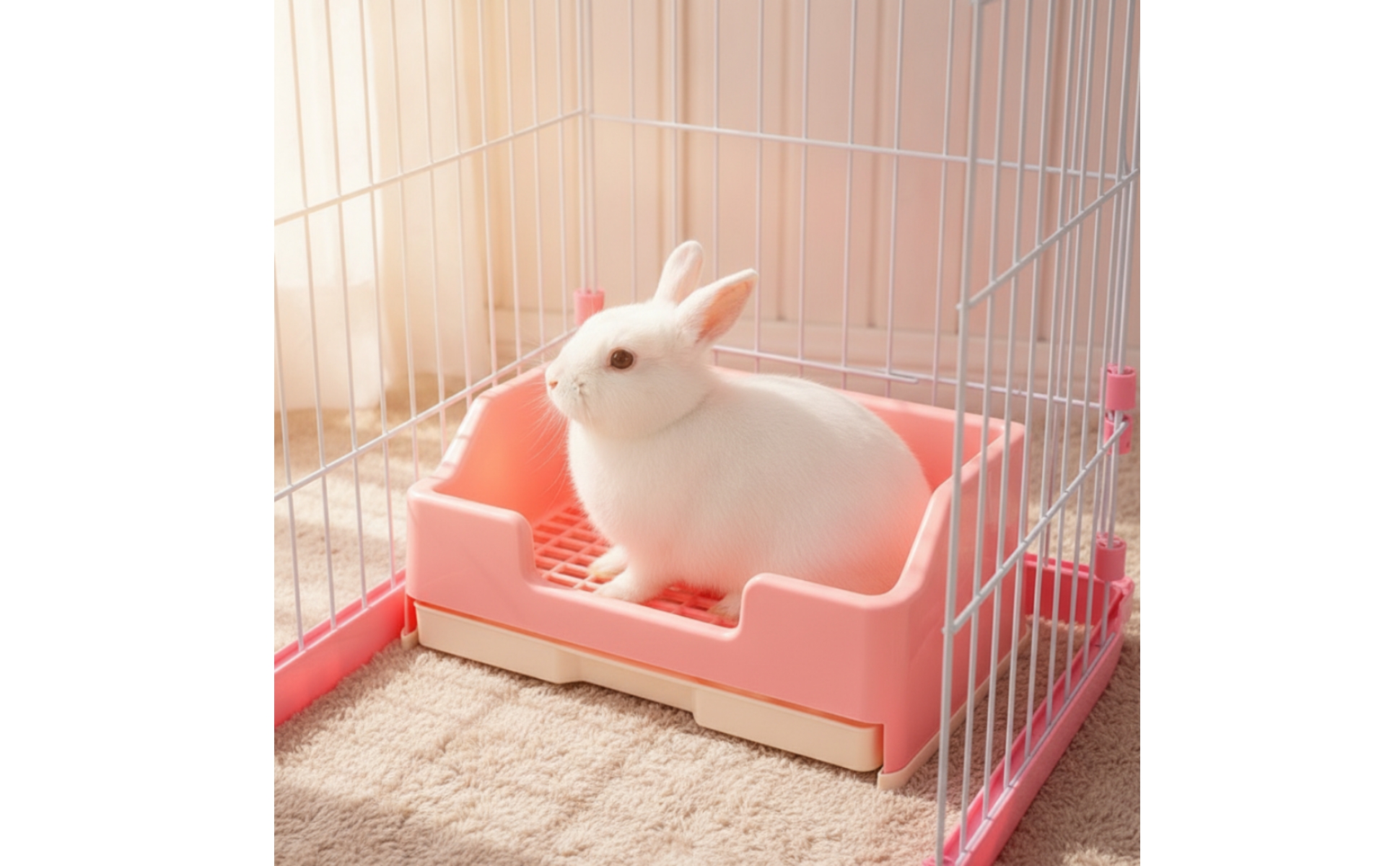 Kaninchen-Litter-Box mit Schublade ausziehbar Kleintierstreu-Box mit Gitter