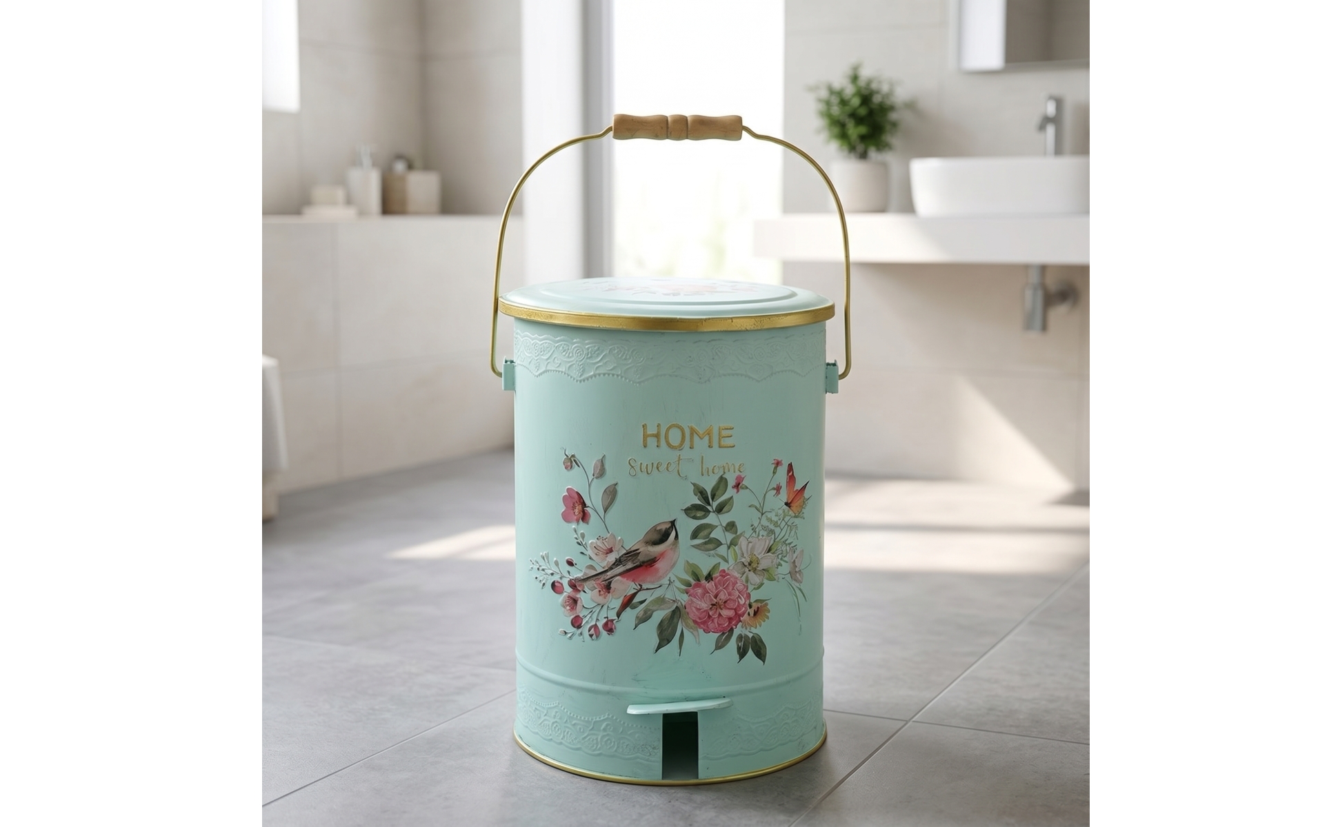 Trash Can with Pedal Handseffortless Pedal Bin Decorative for Kitchen, Bathroom
