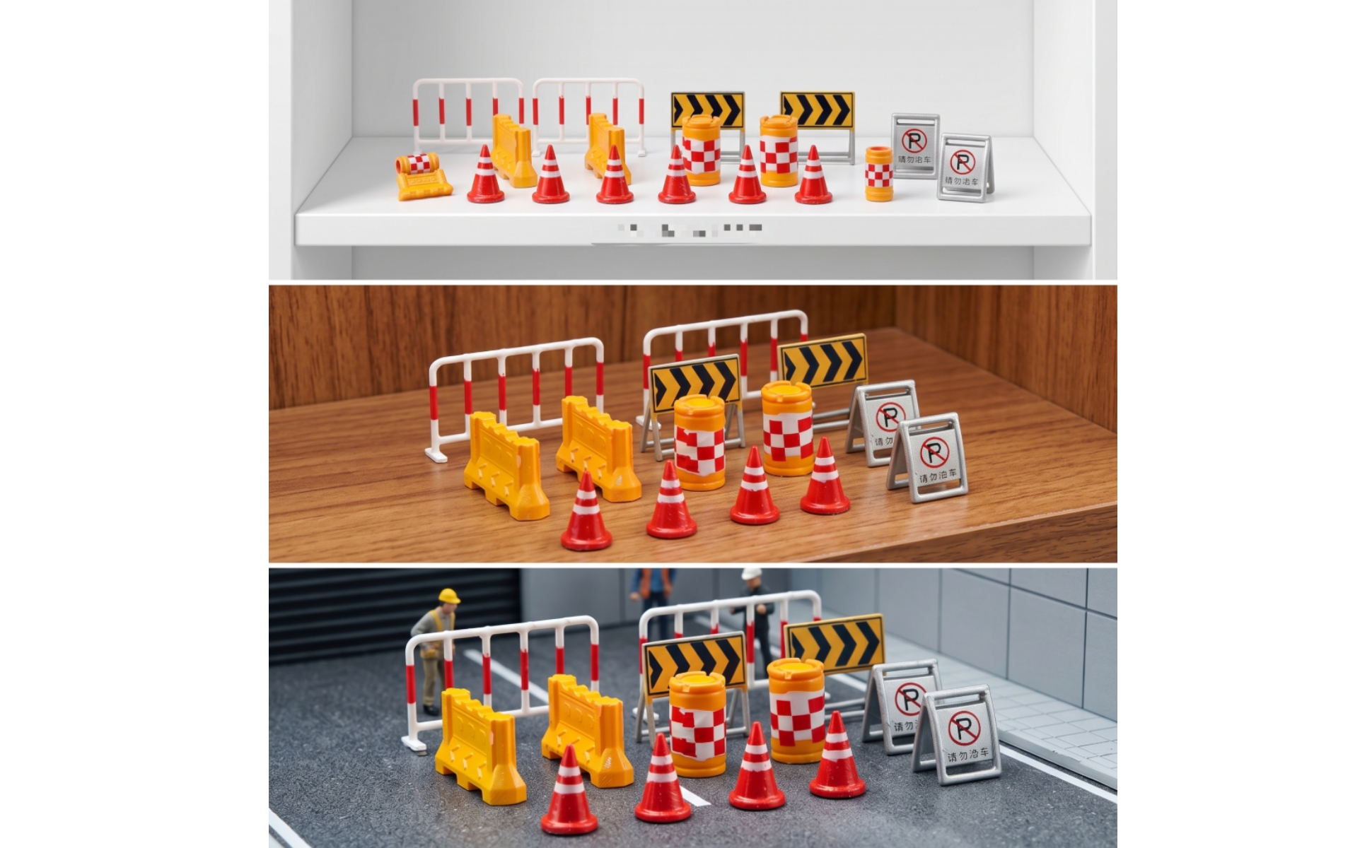 14 Pièces Miniature de Chantier Routier Échelle 1/64 pour Exposition, Modélistes