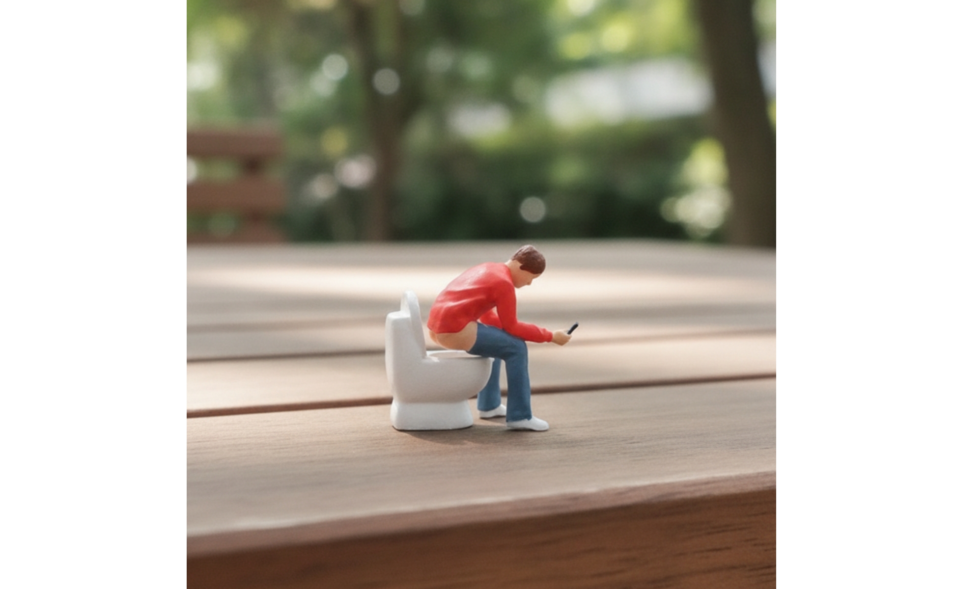 Miniature Man on Toilet 1:64 Scale Resin Figure with Toilet Hand-Painted