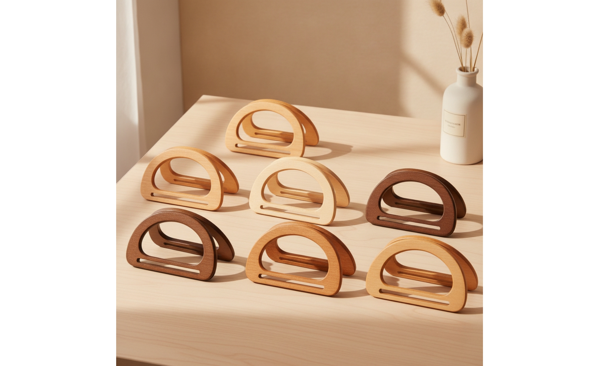6 Pieces D-Shaped Purse Handle Smooth Bag Handle with D Shape Natural