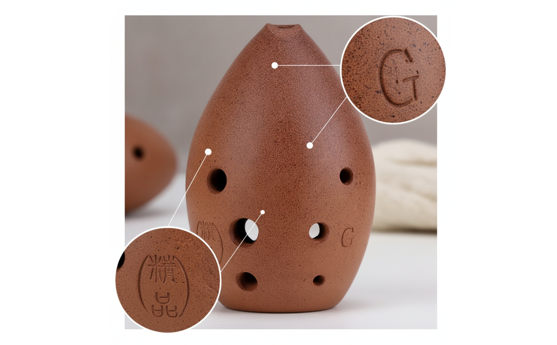 Ceramic Xun with 8 Holes G Key Xun Traditional for Practice, Beginners, Students