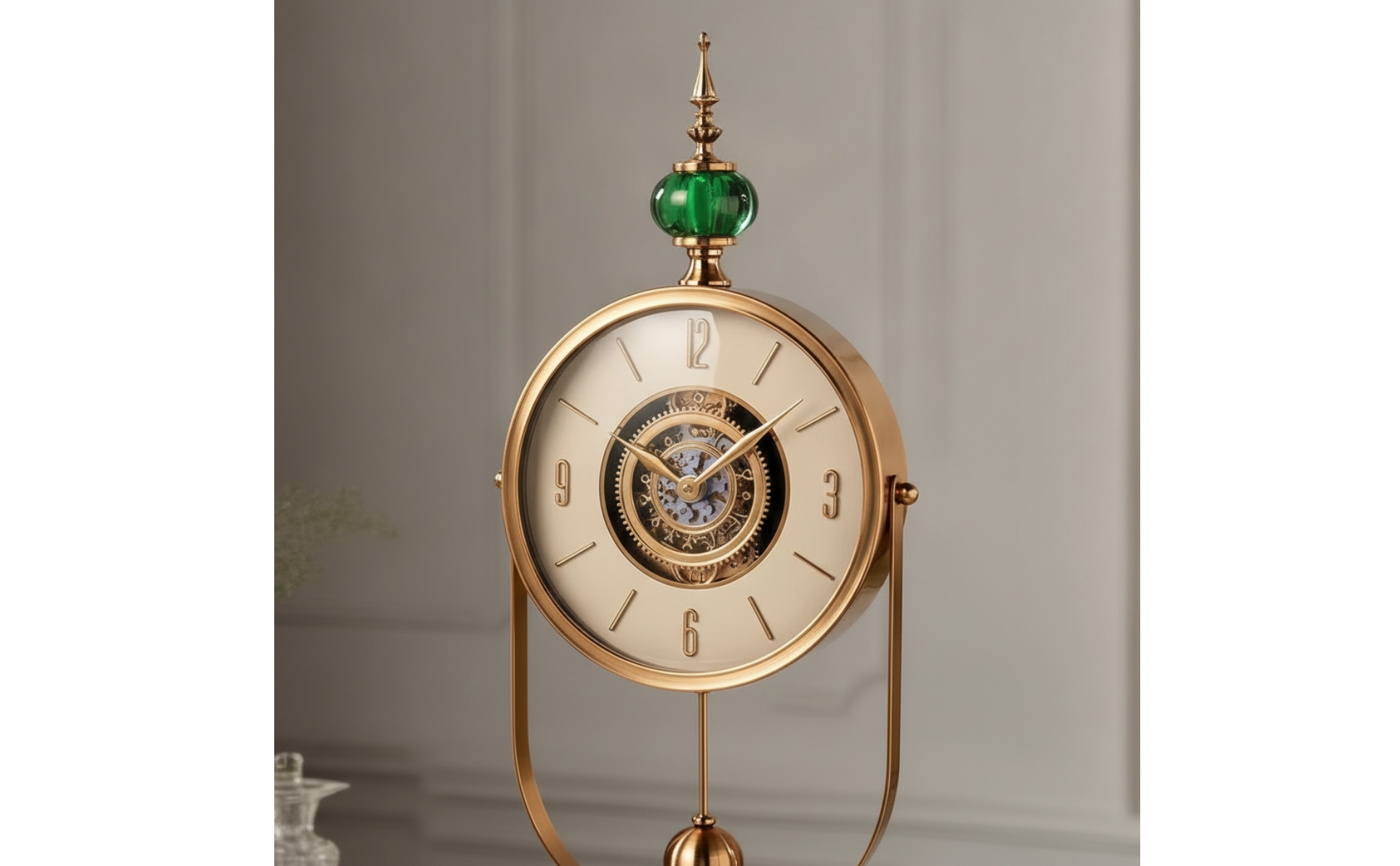 Vintage Tabletop Clock Gold-Tone Clock with Pendulum Decorative for Living Room