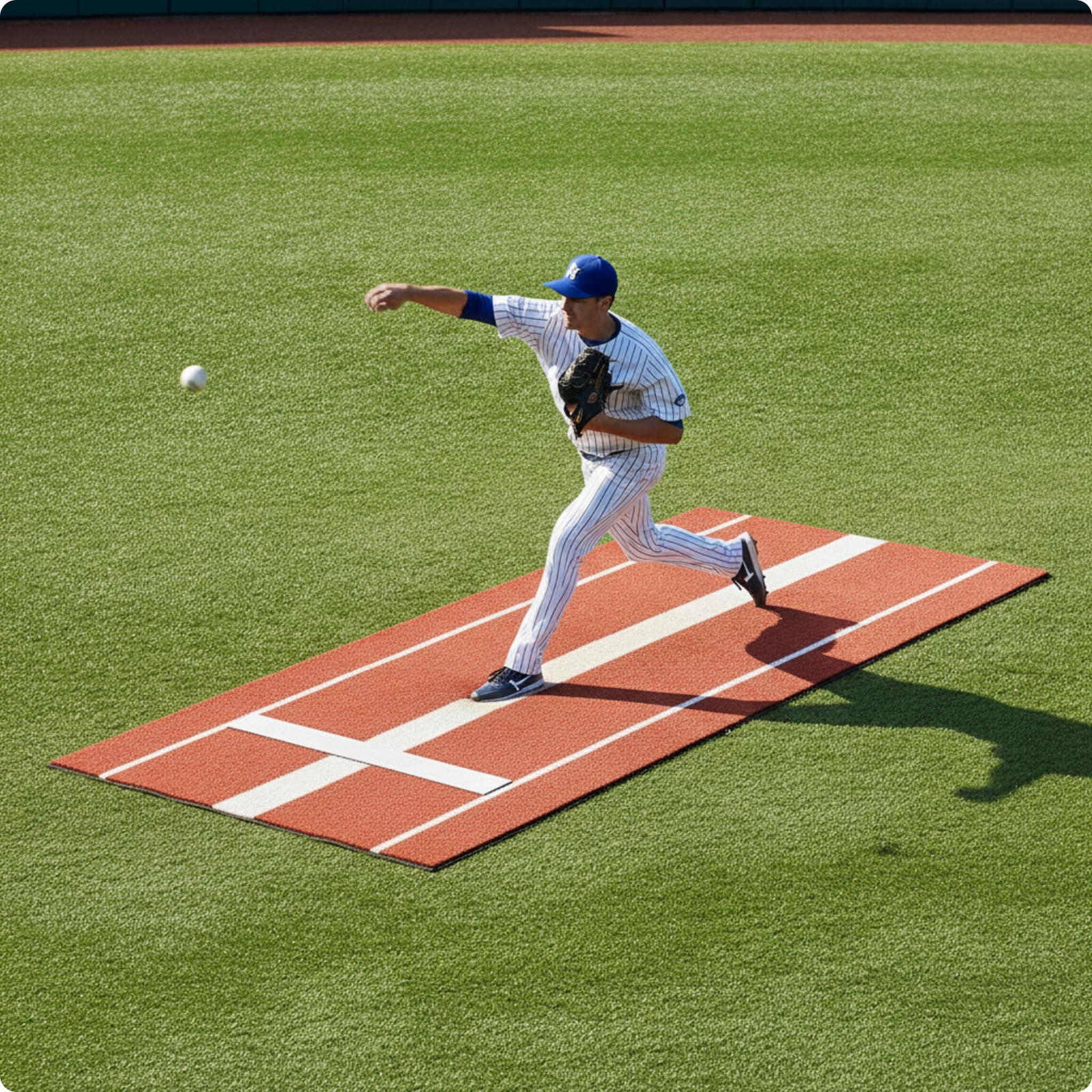 Baseballmatte mit Wurflinien realistisch Pitchingmatte wetterfest für Pitcher