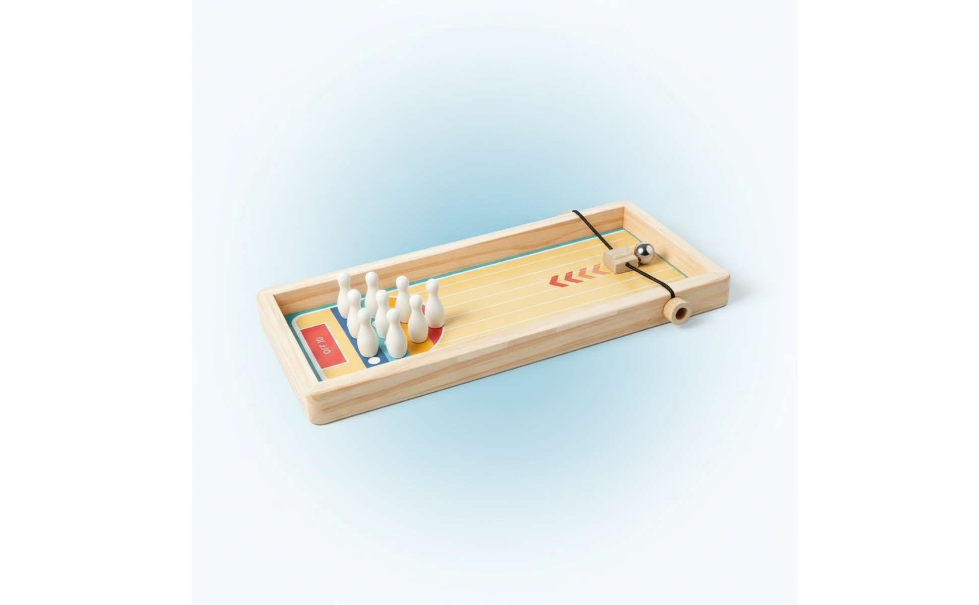 Tischbowling-Spiel mit Seilwerfer Hölzern Tischbowling Kompakt für Klassenzimmer
