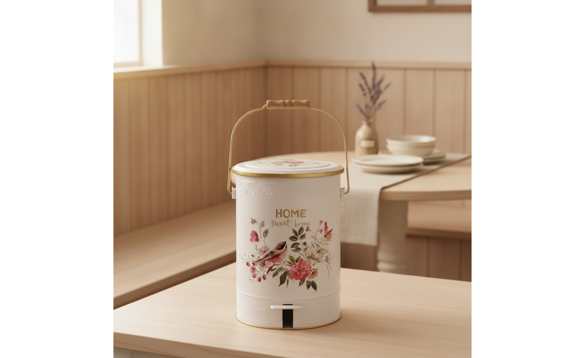 Trash Can with Pedal Handseffortless Pedal Bin Decorative for Kitchen, Bathroom