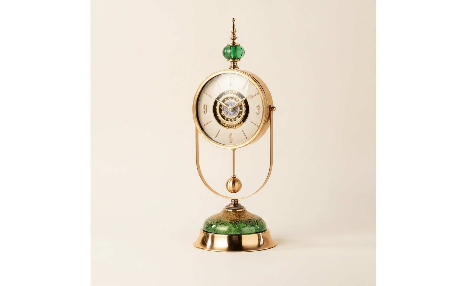 Vintage Tabletop Clock Gold-Tone Clock with Pendulum Decorative for Living Room