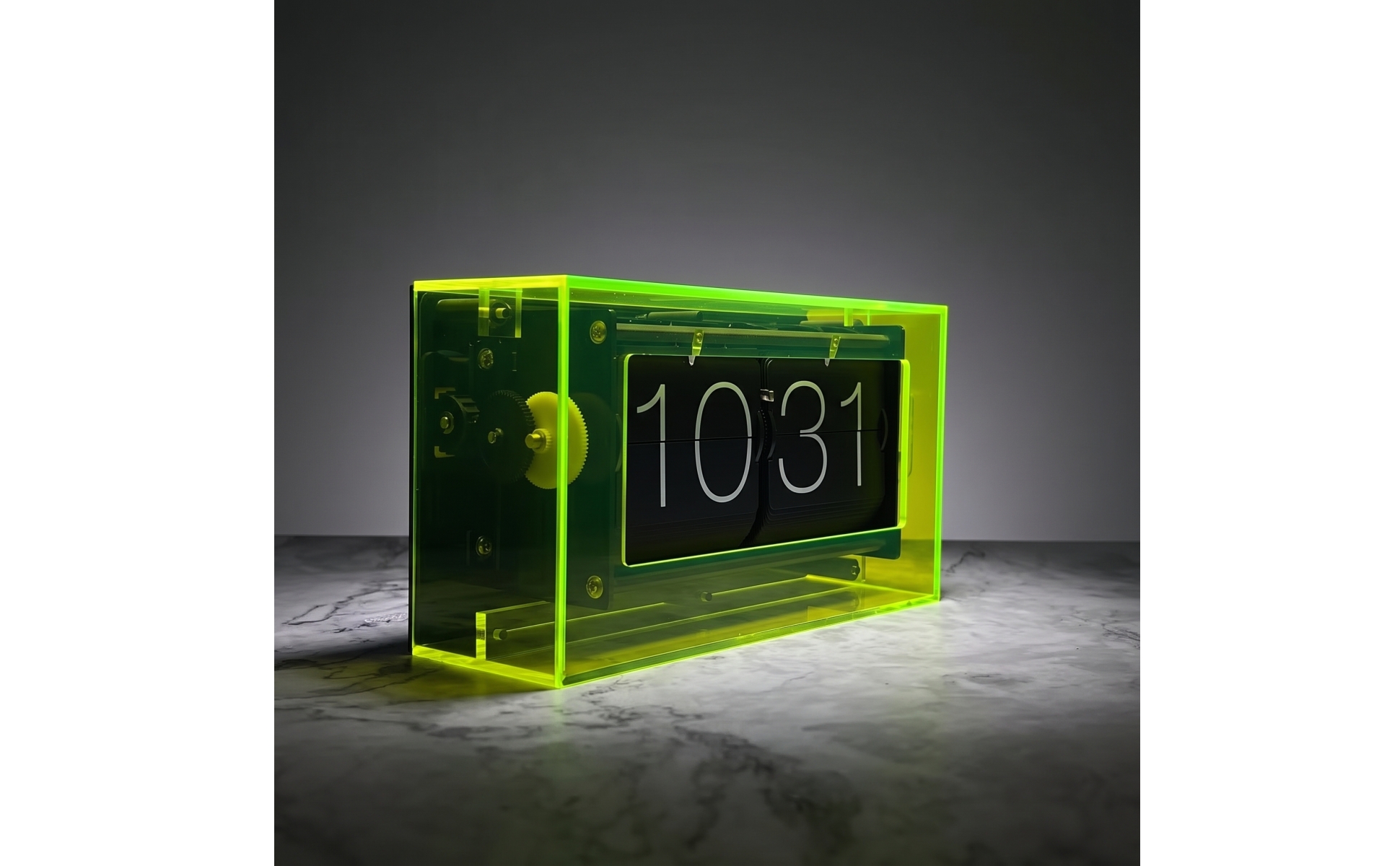 Klappzahlenuhr Transparent Flip-Uhr Retro für Nachttisch, Minimalisten, Sammler