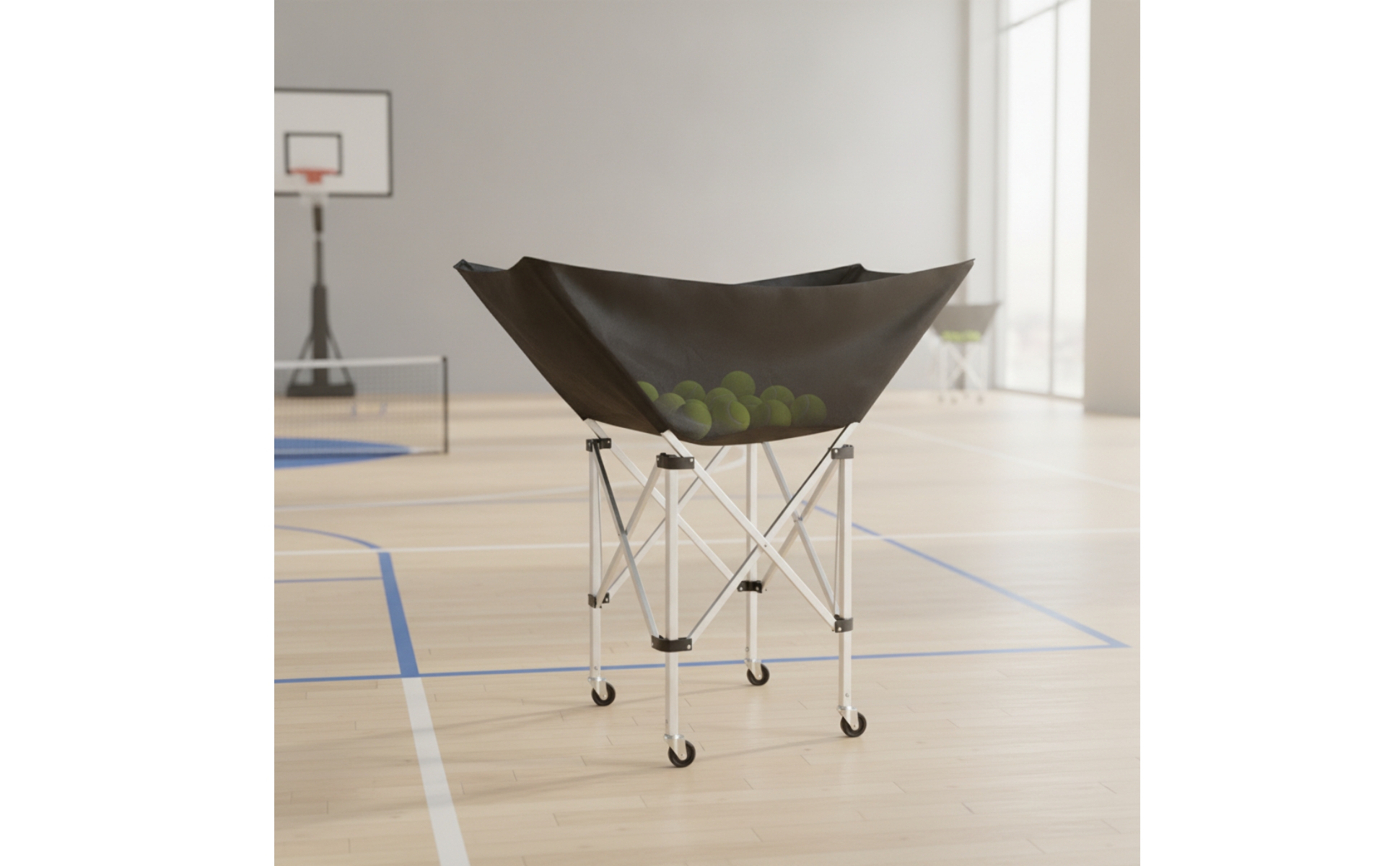 Ball Cart Foldable Rolling Sports Ball Cart Collapsible for Gym, Coaches