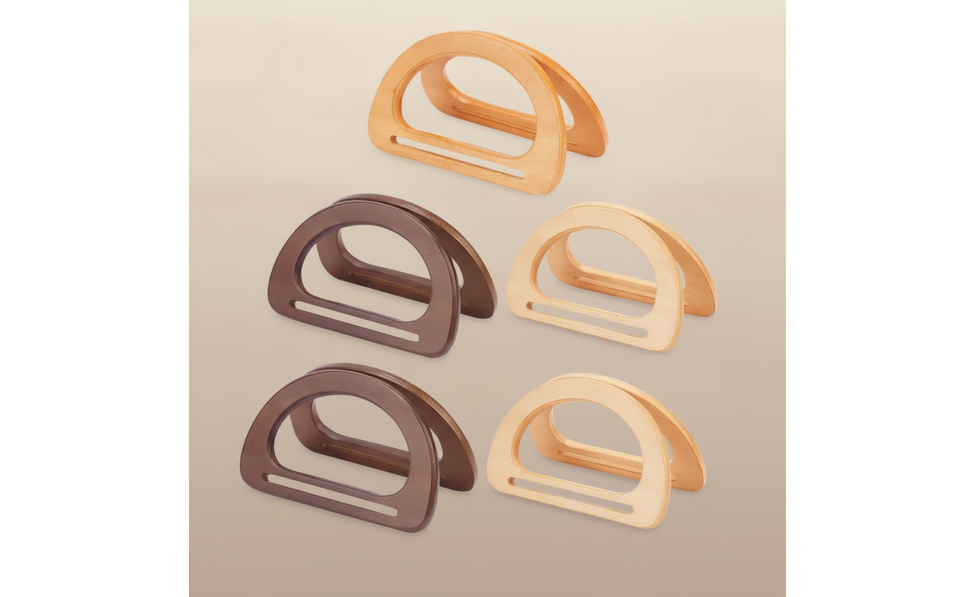 6 Pieces D-Shaped Purse Handle Smooth Bag Handle with D Shape Natural
