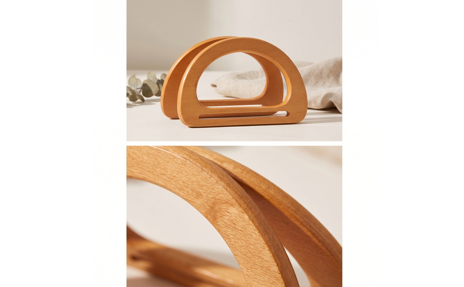 6 Pieces D-Shaped Purse Handle Smooth Bag Handle with D Shape Natural