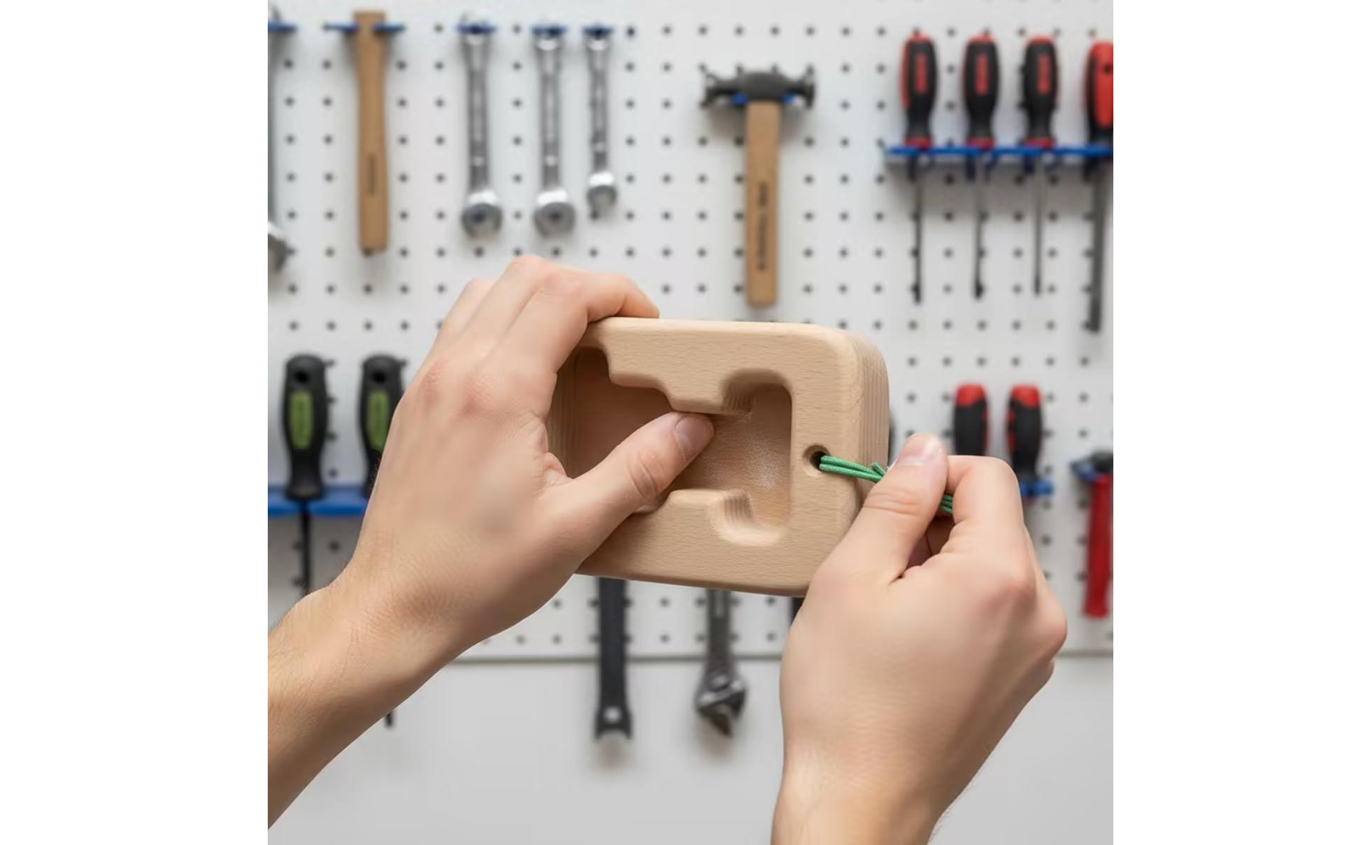 Wooden Hangboard with Hanging Rope Tooltool-Less Wooden Hangboard Hanging