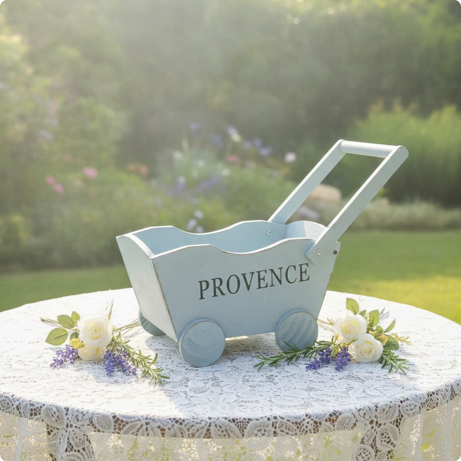 Handcart Planter Decorative Wooden Wagon Planter Multi-Purpose for Patio
