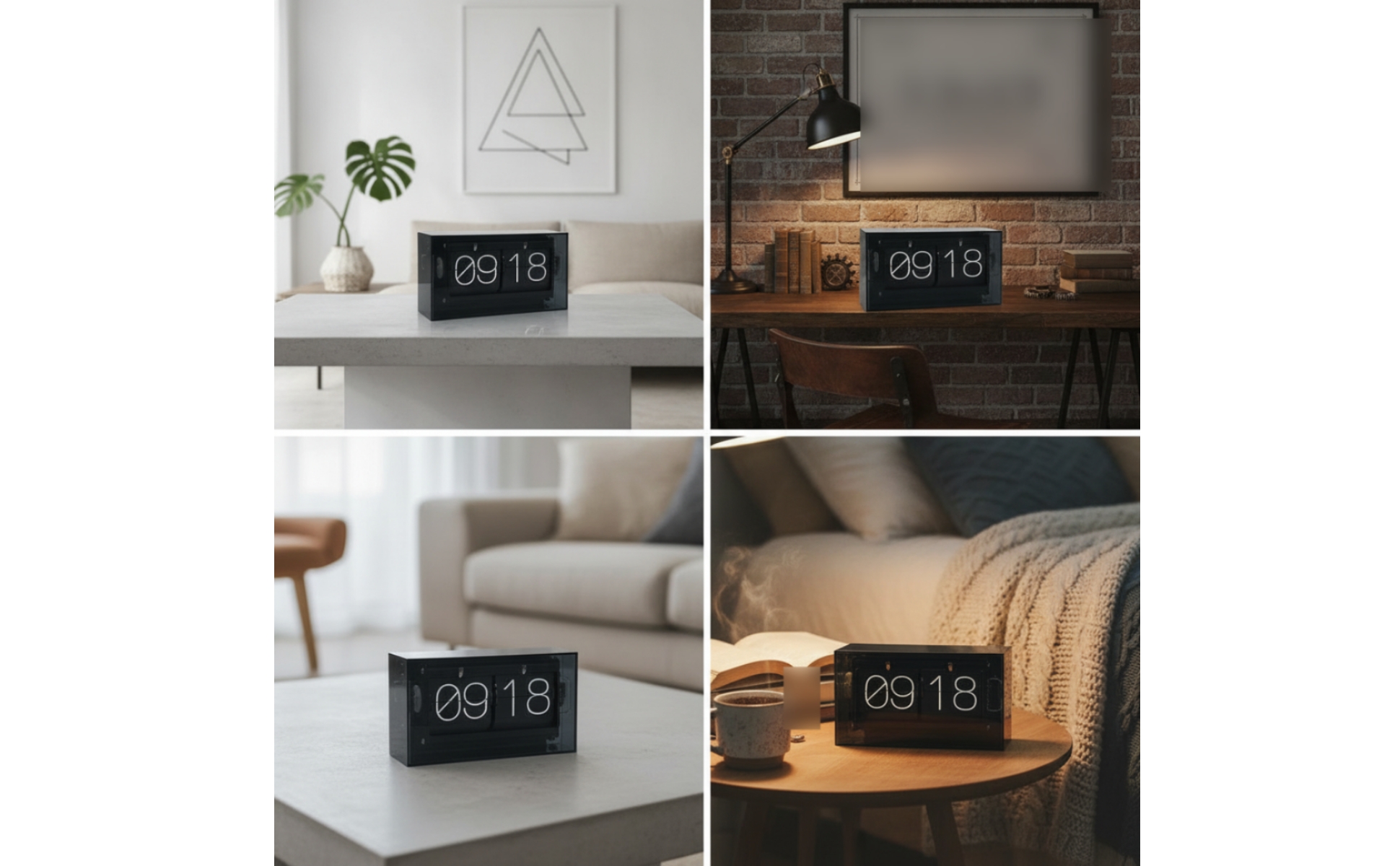Klappzahlenuhr Transparent Flip-Uhr Retro für Nachttisch, Minimalisten, Sammler