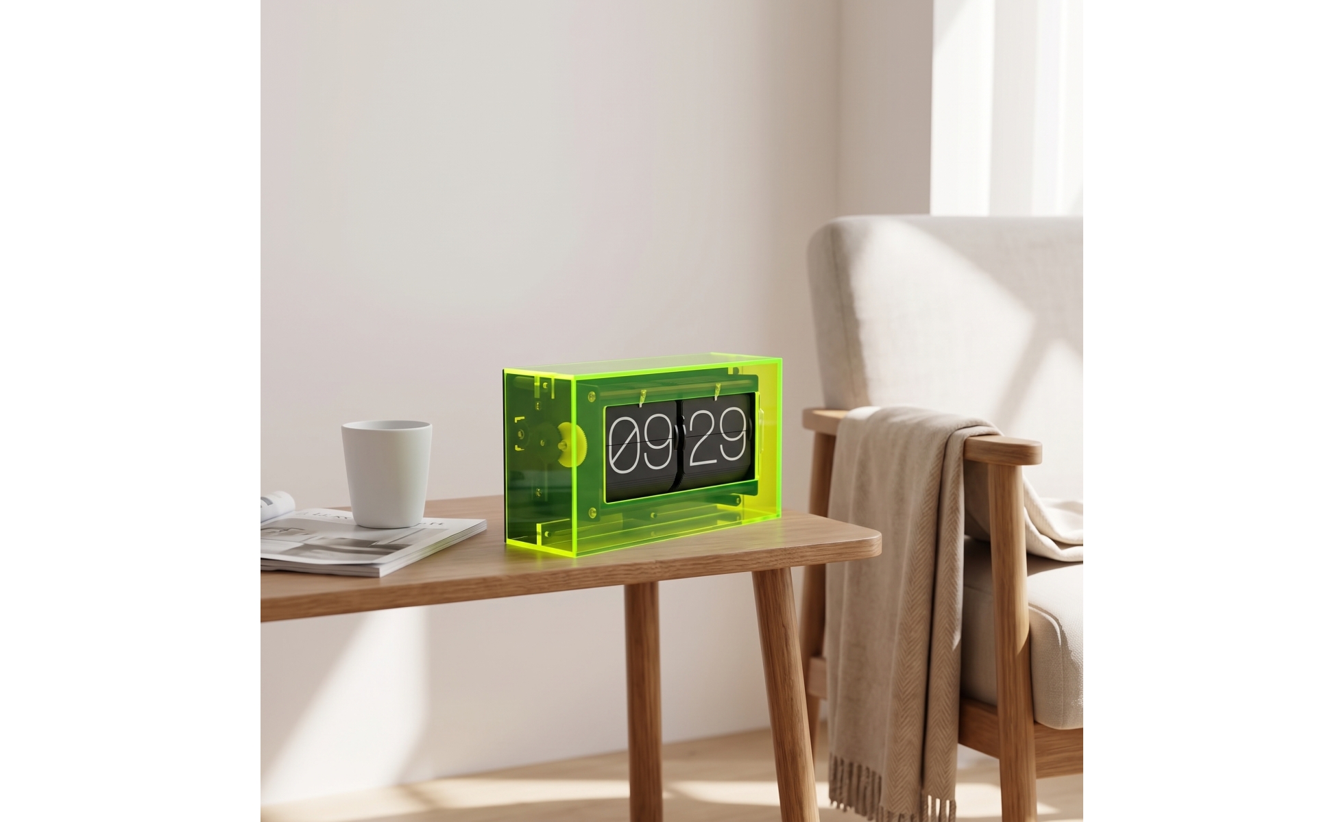 Klappzahlenuhr Transparent Flip-Uhr Retro für Nachttisch, Minimalisten, Sammler