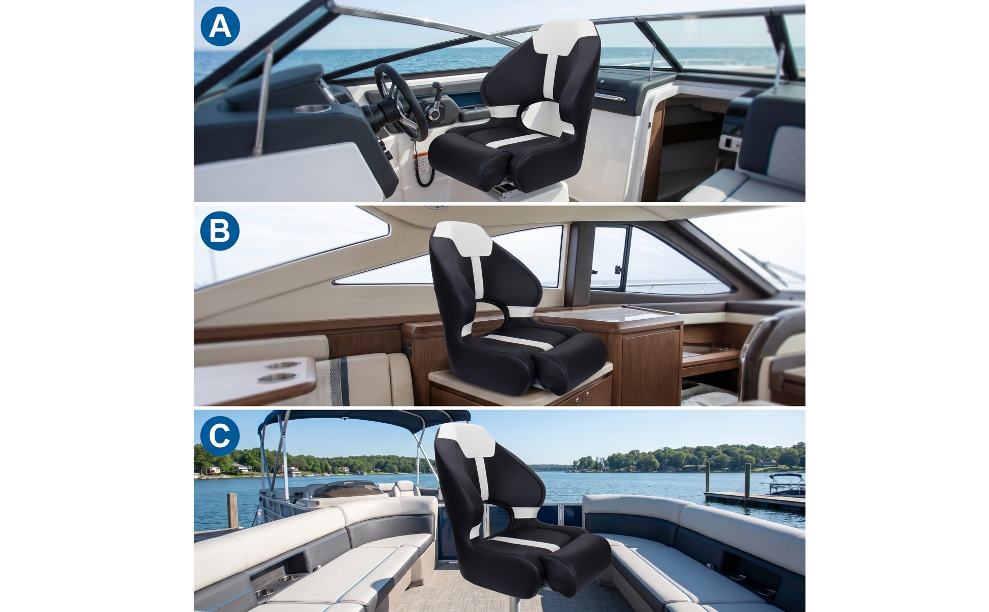 Boat Seat with Leg Support Marine-Grade High Back Boat Seat Waterproof