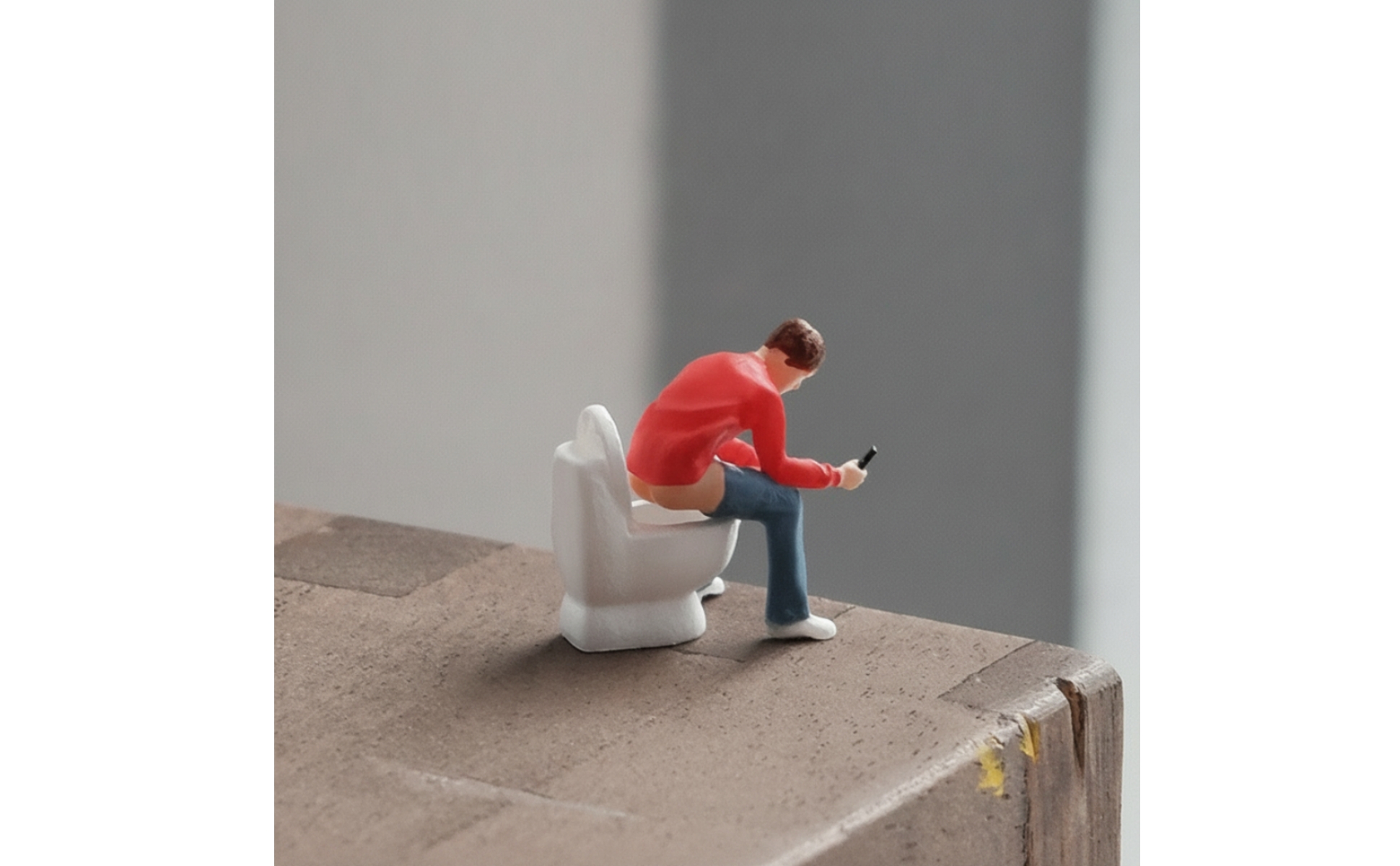 Miniature Man on Toilet 1:64 Scale Resin Figure with Toilet Hand-Painted