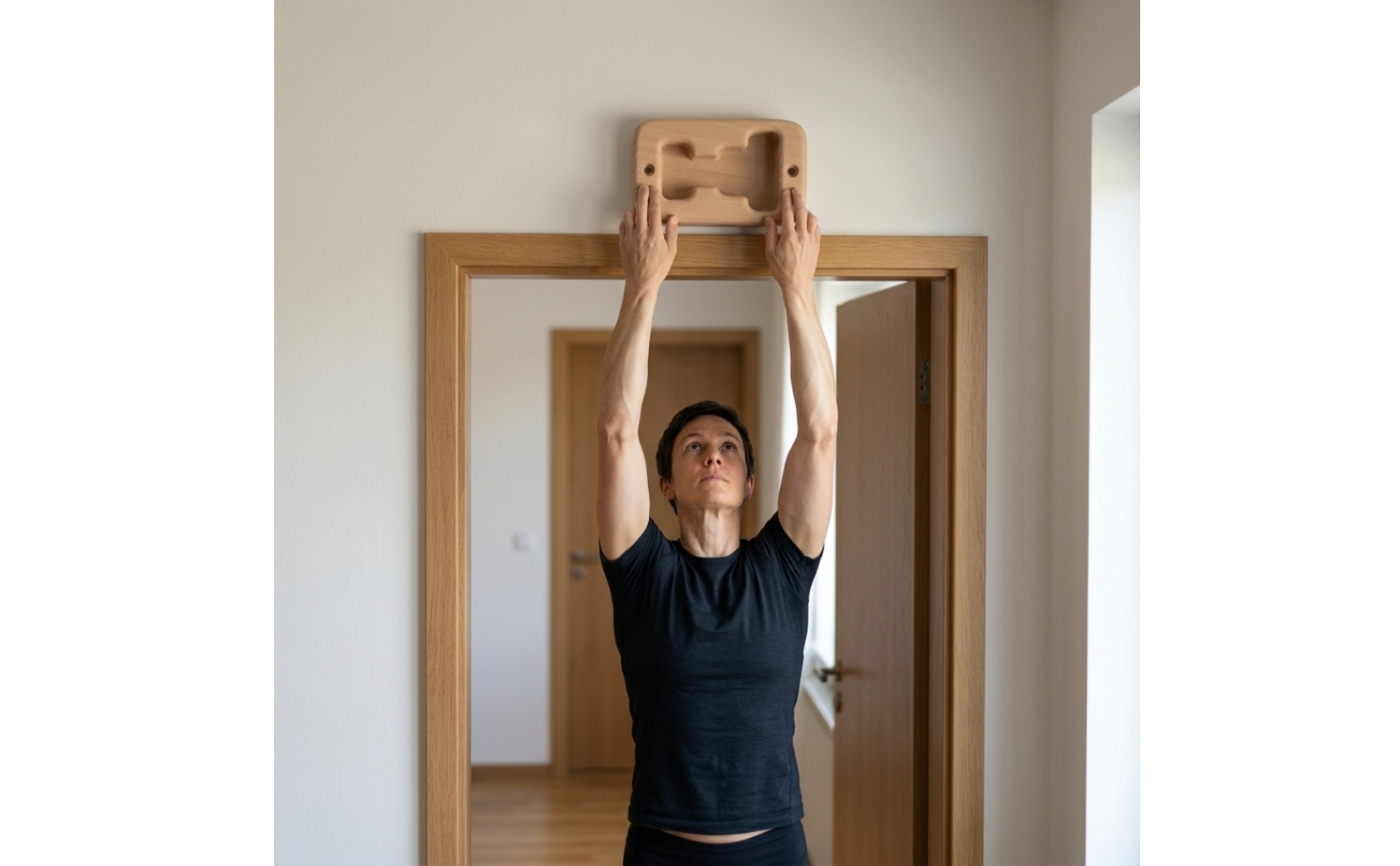 Wooden Hangboard with Hanging Rope Tooltool-Less Wooden Hangboard Hanging