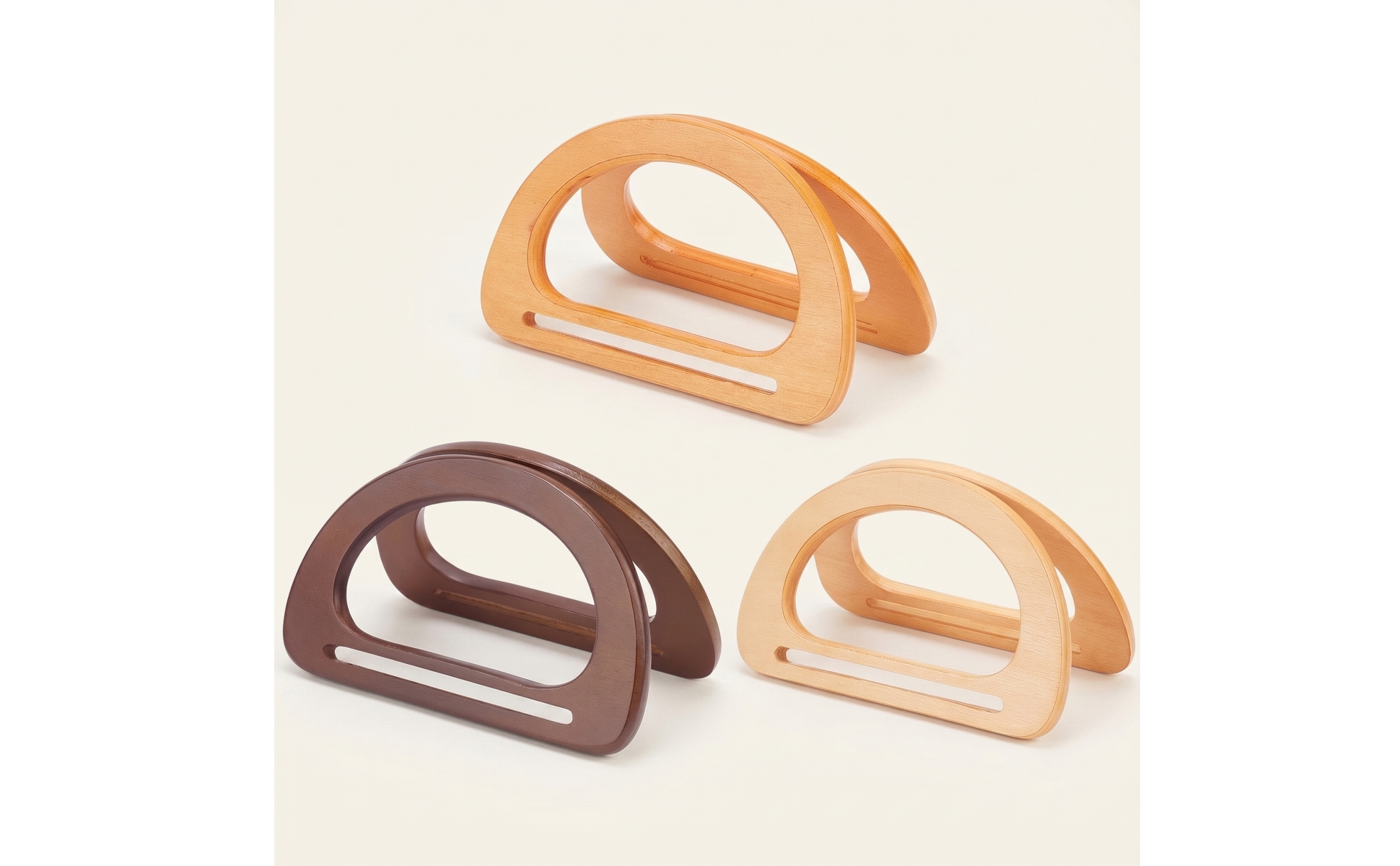 6 Pieces D-Shaped Purse Handle Smooth Bag Handle with D Shape Natural
