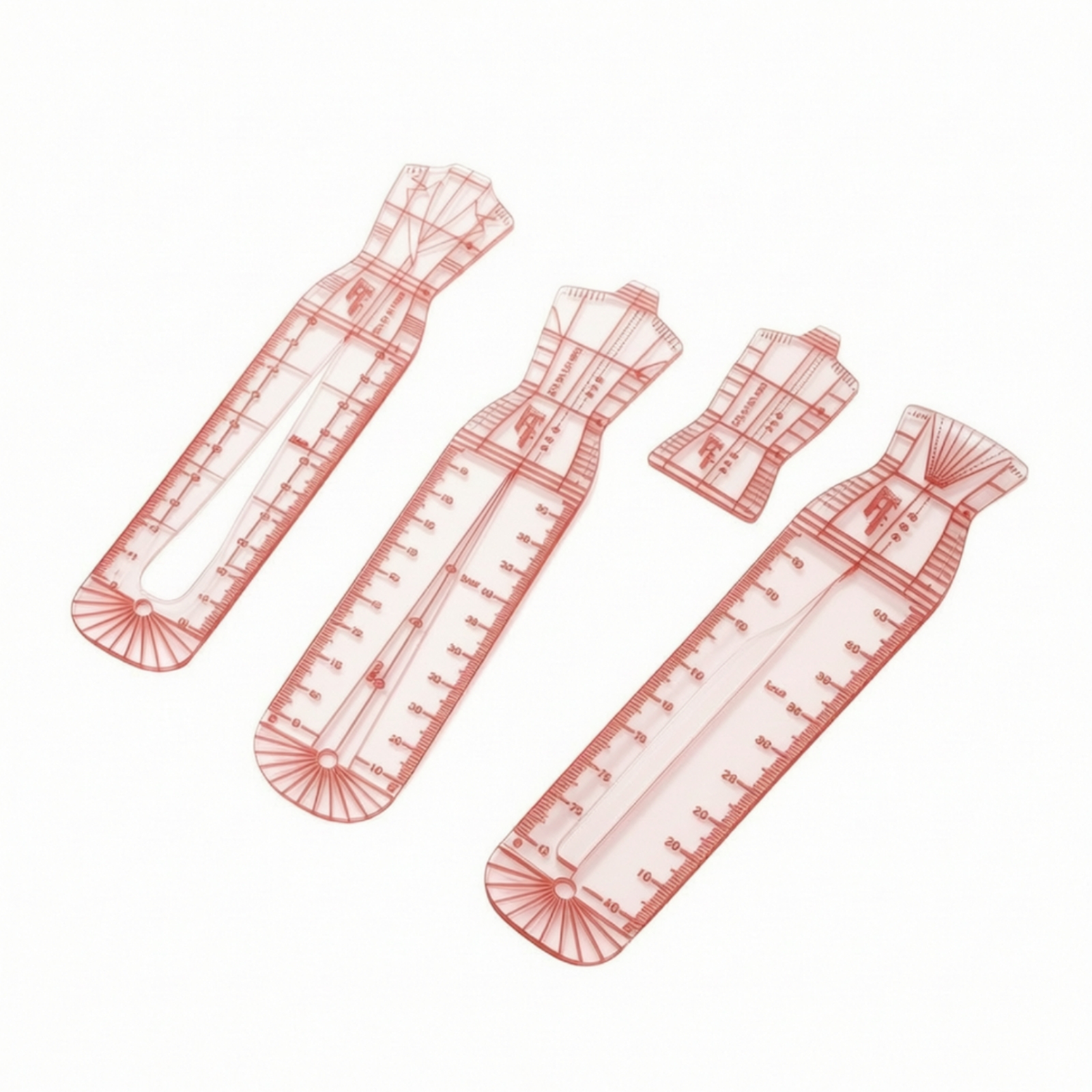 4 Stück Modedesign-Schablone Transparent Lineal Dünn für Modegestalter