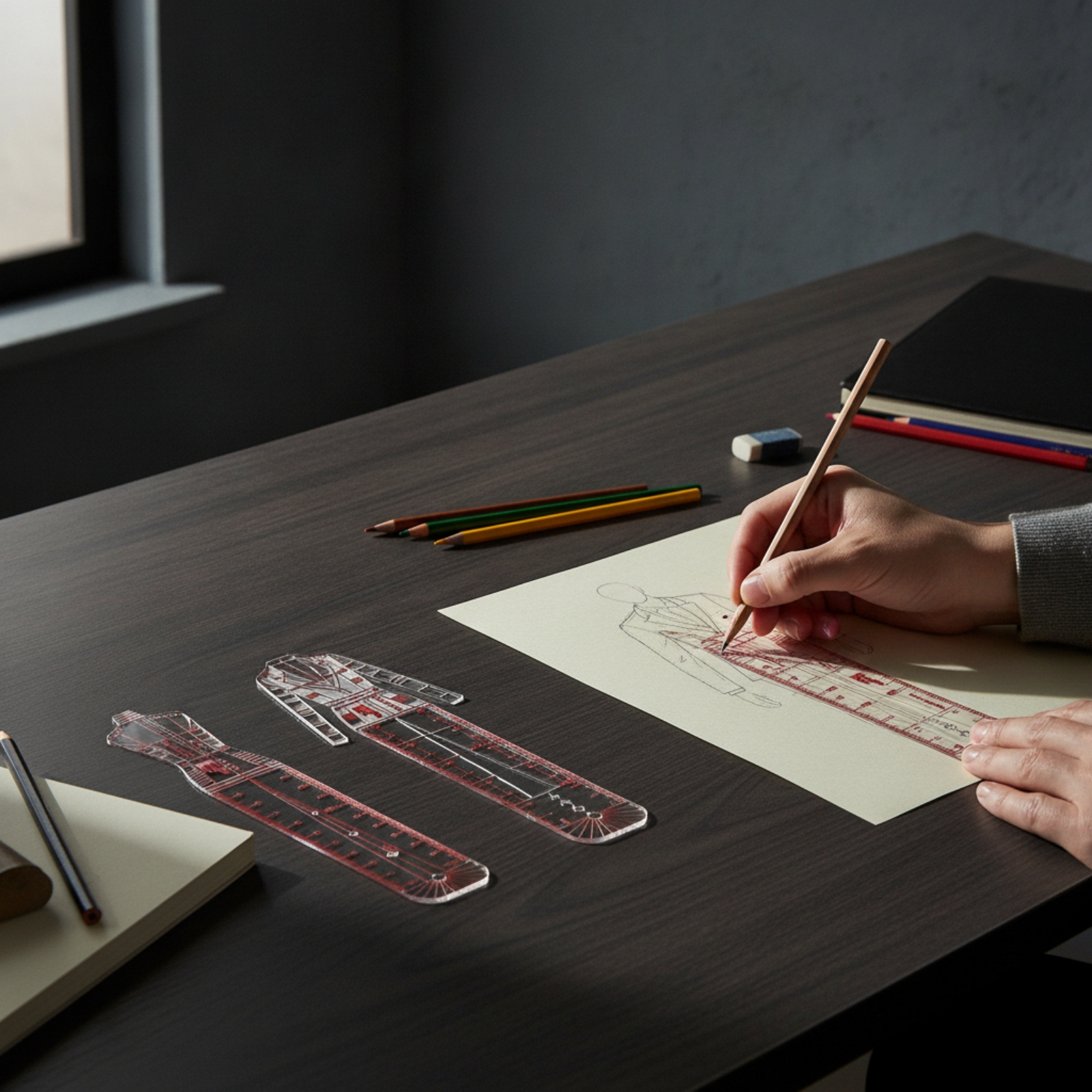 4 Stück Modedesign-Schablone Transparent Lineal Dünn für Modegestalter - Produktbild 3